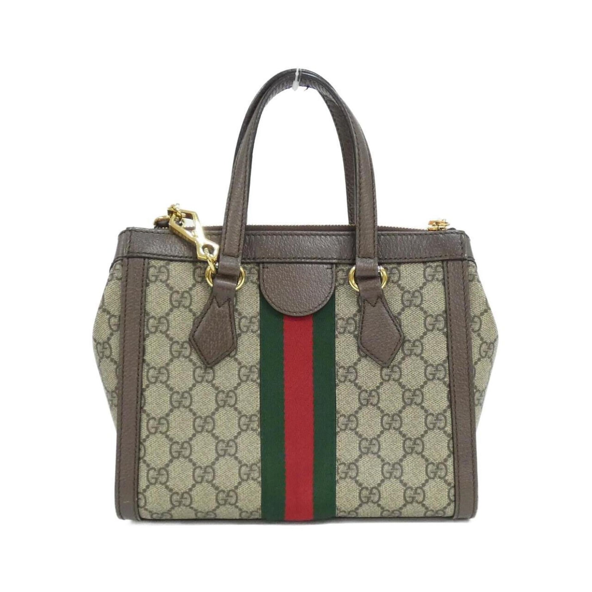 Gucci Beige Brown Gg Supreme Canvas Leather Handbag
