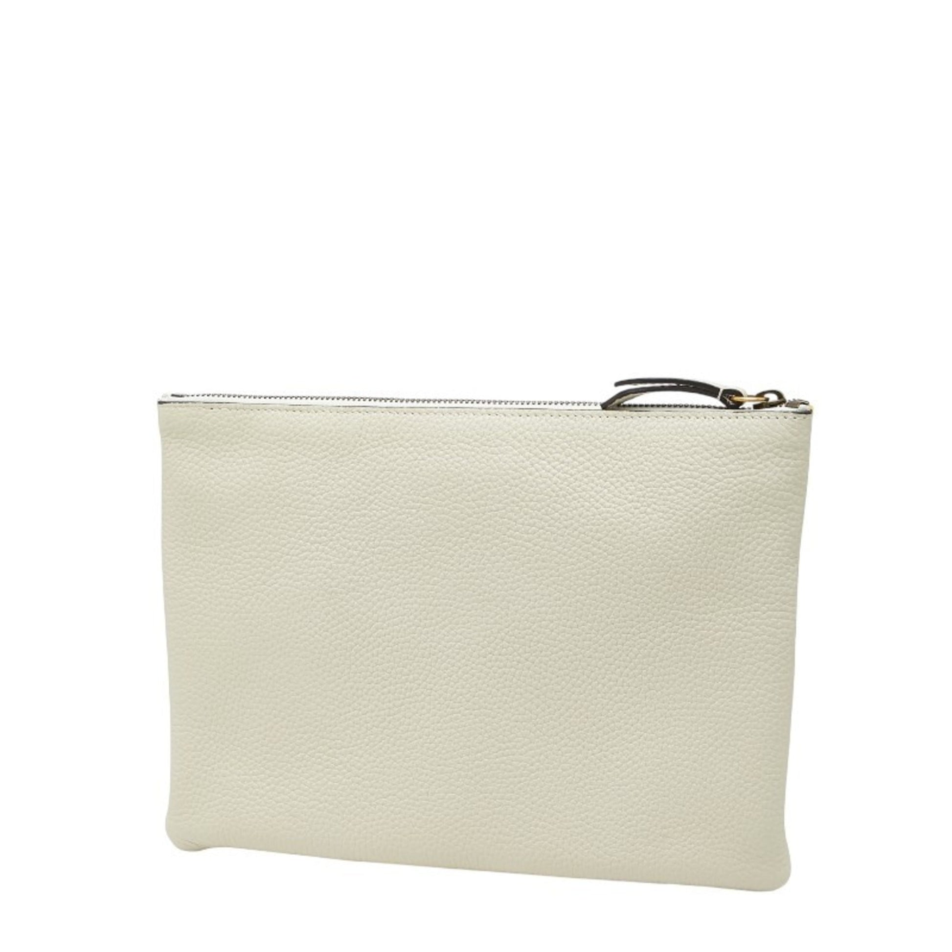 Gucci Ivory White Leather Clutch Bag