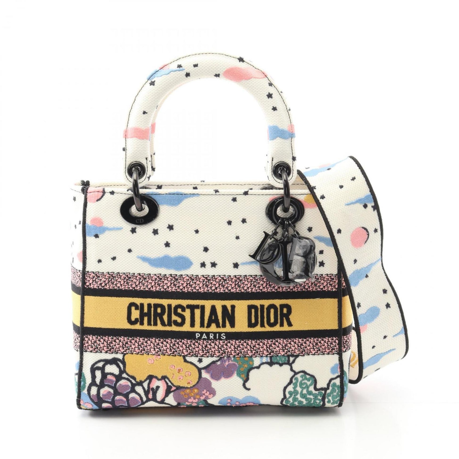 Dior Handbag Christian Multi-Color 2 Canvas White Multicolor