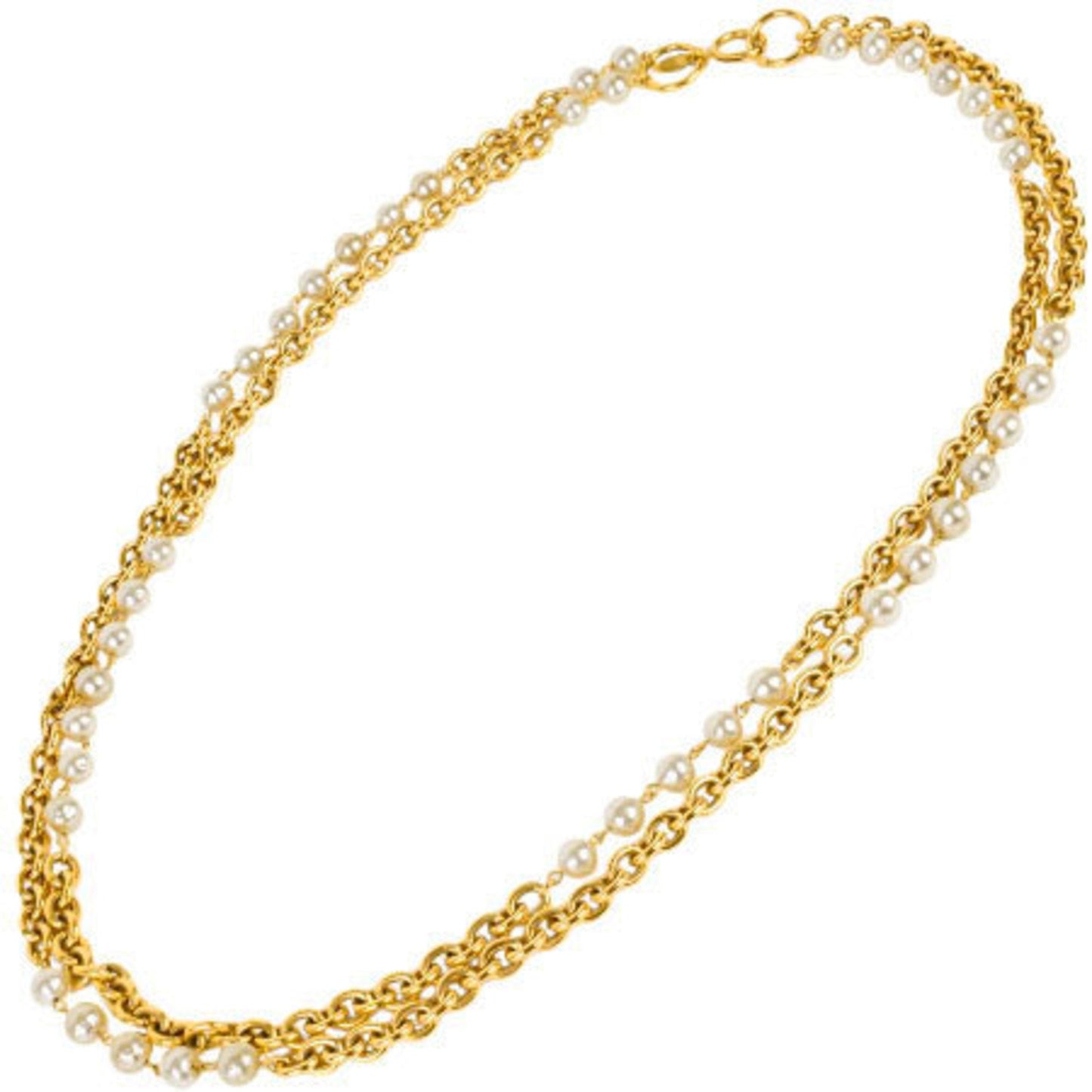 Chanel Long Necklace Double Fake Pearl 93cm  