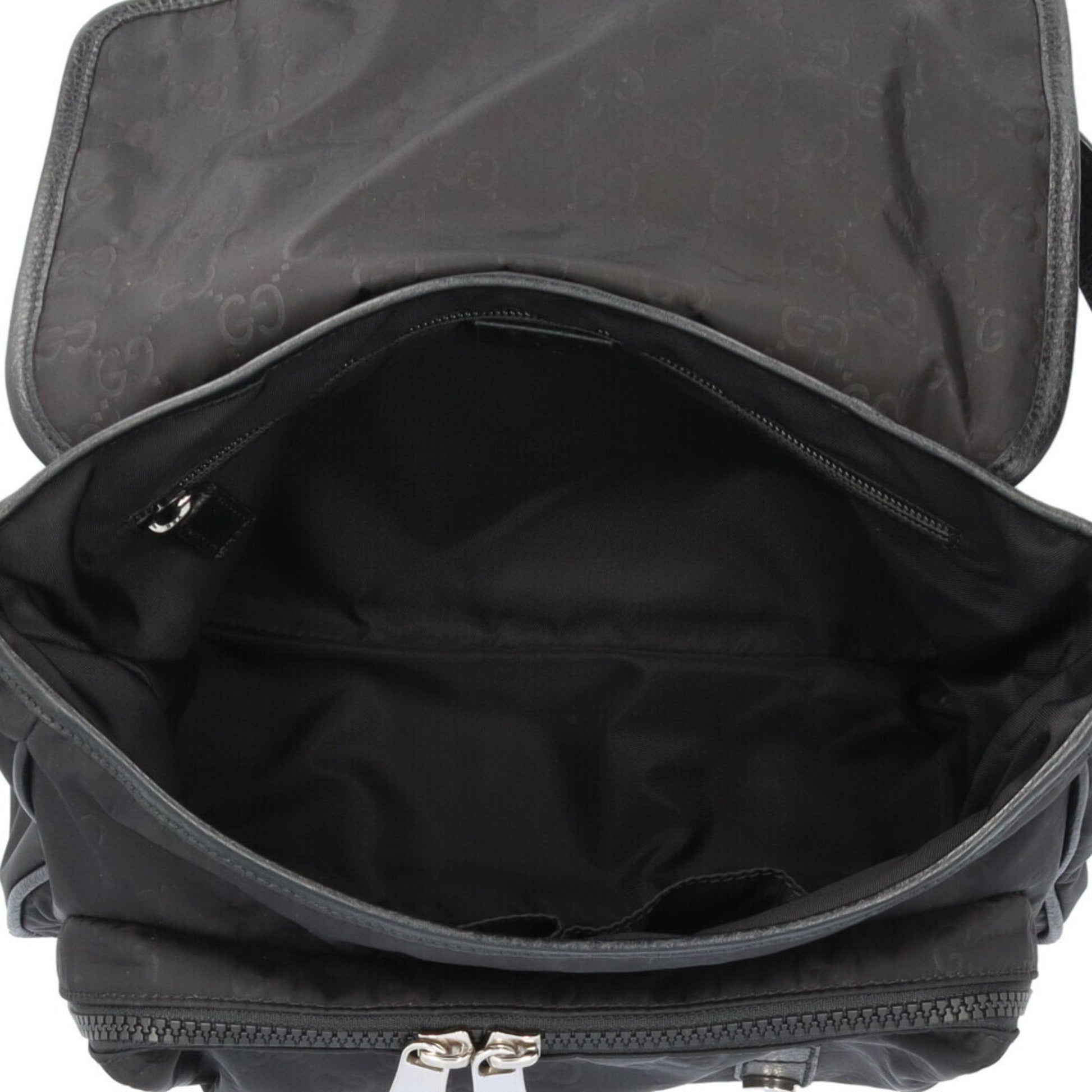 Gucci Black Nylon Leather Messenger Bag Shoulder Bag