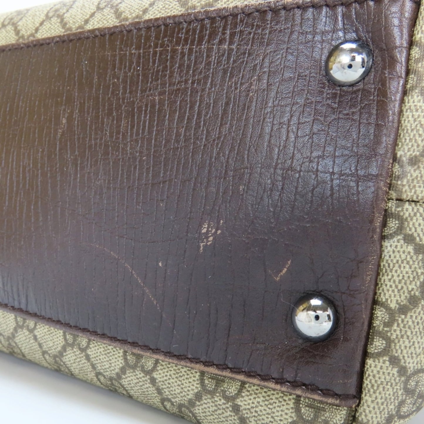 Gucci Beige Brown Gg Supreme Leather Tote Bag