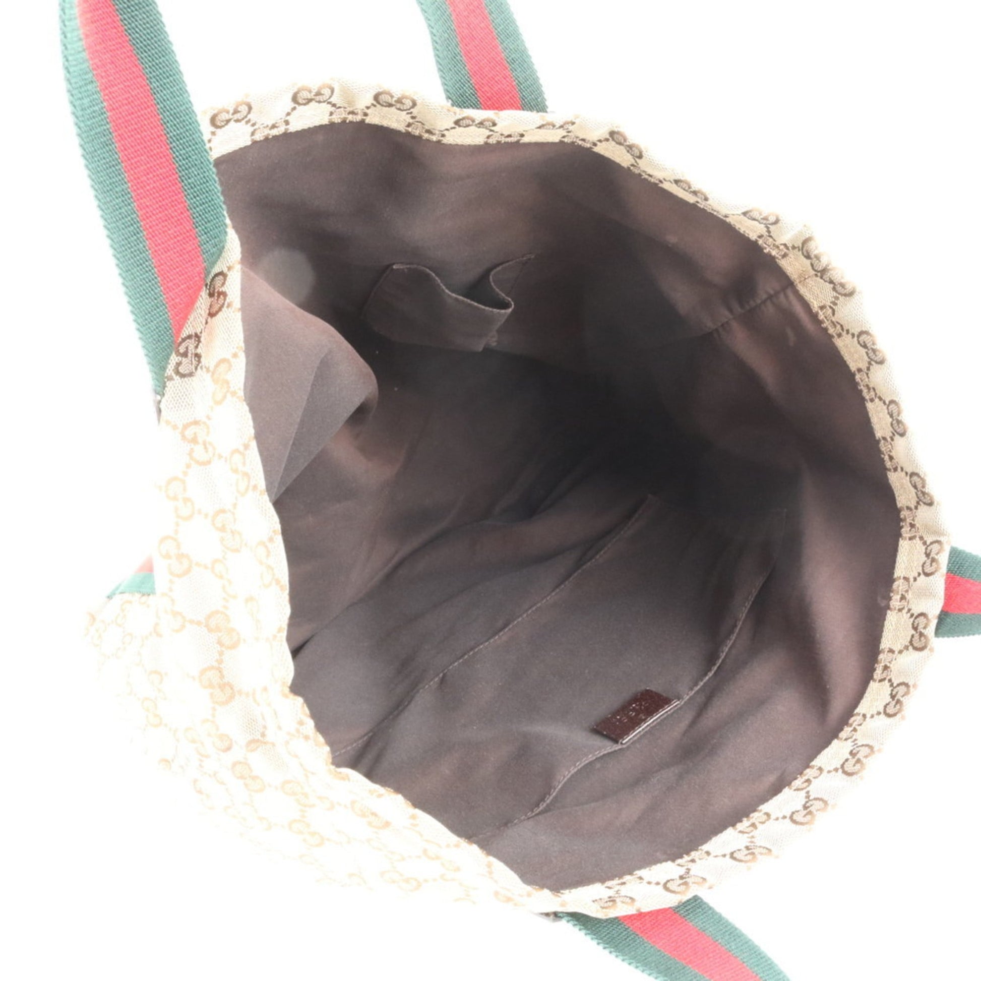 Gucci Brown Leather Canvas Tote Bag