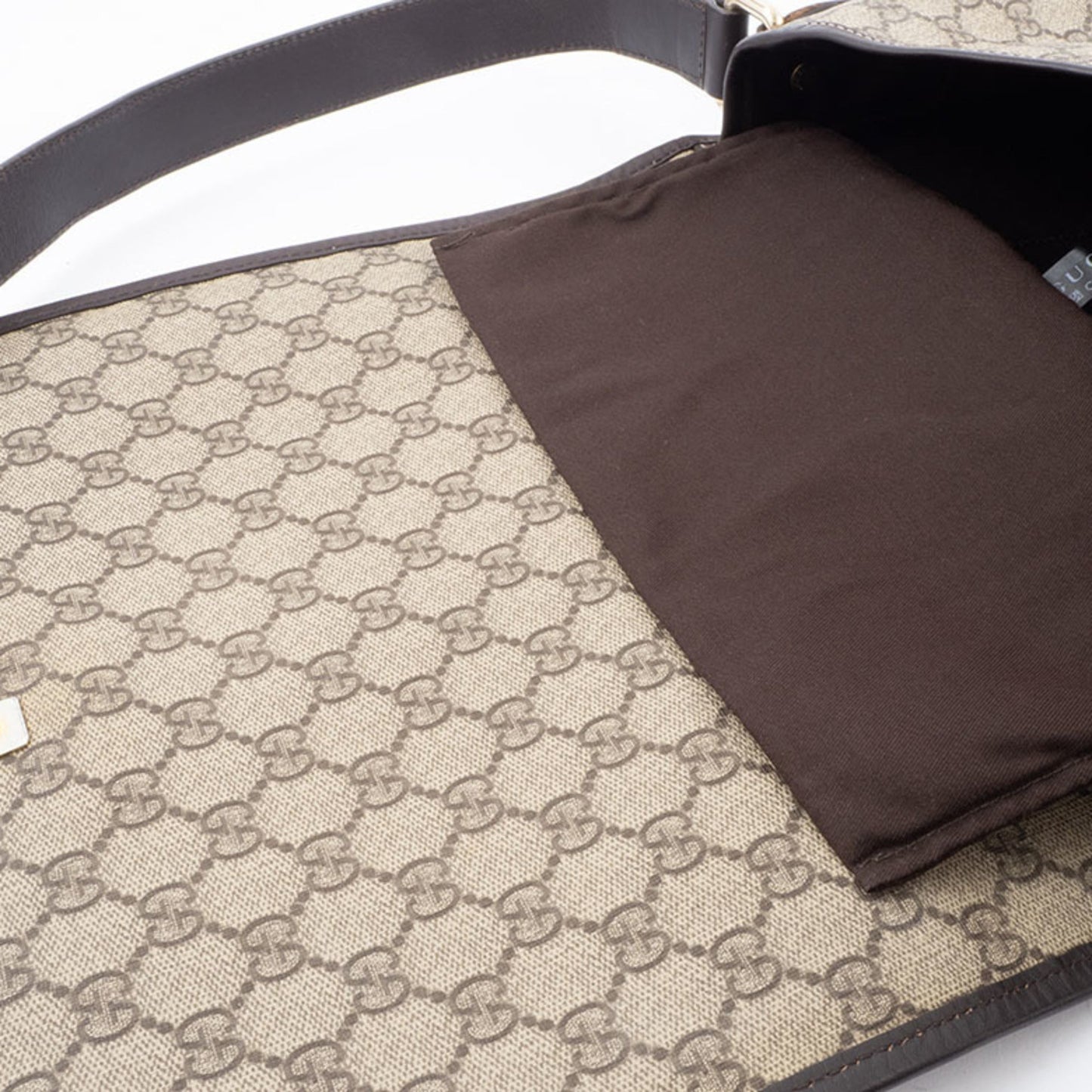 Gucci Beige Brown Canvas Leather Shoulder Bag