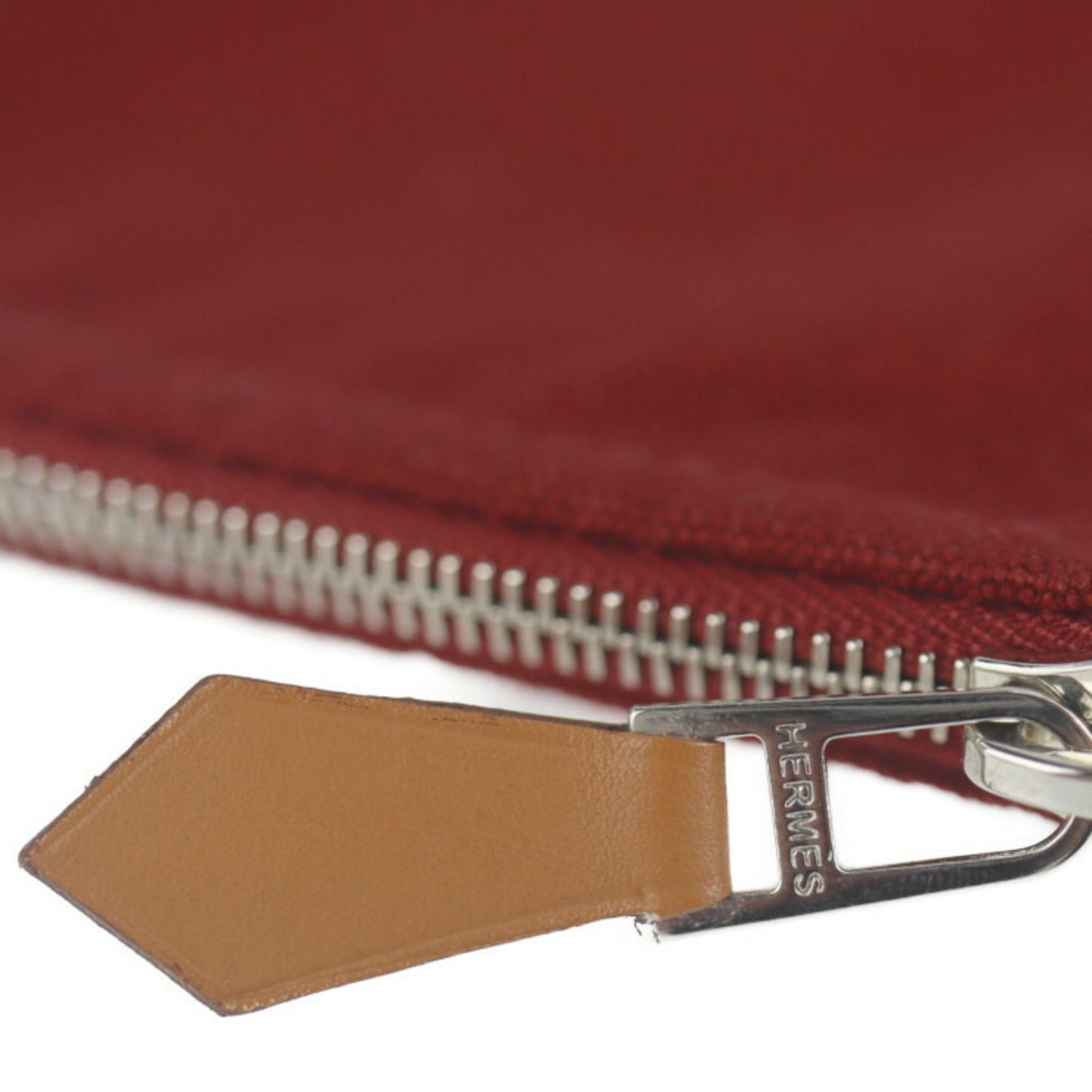 Hermes Bordeaux Cotton Clutch Bag Pouch Leather Canvas
