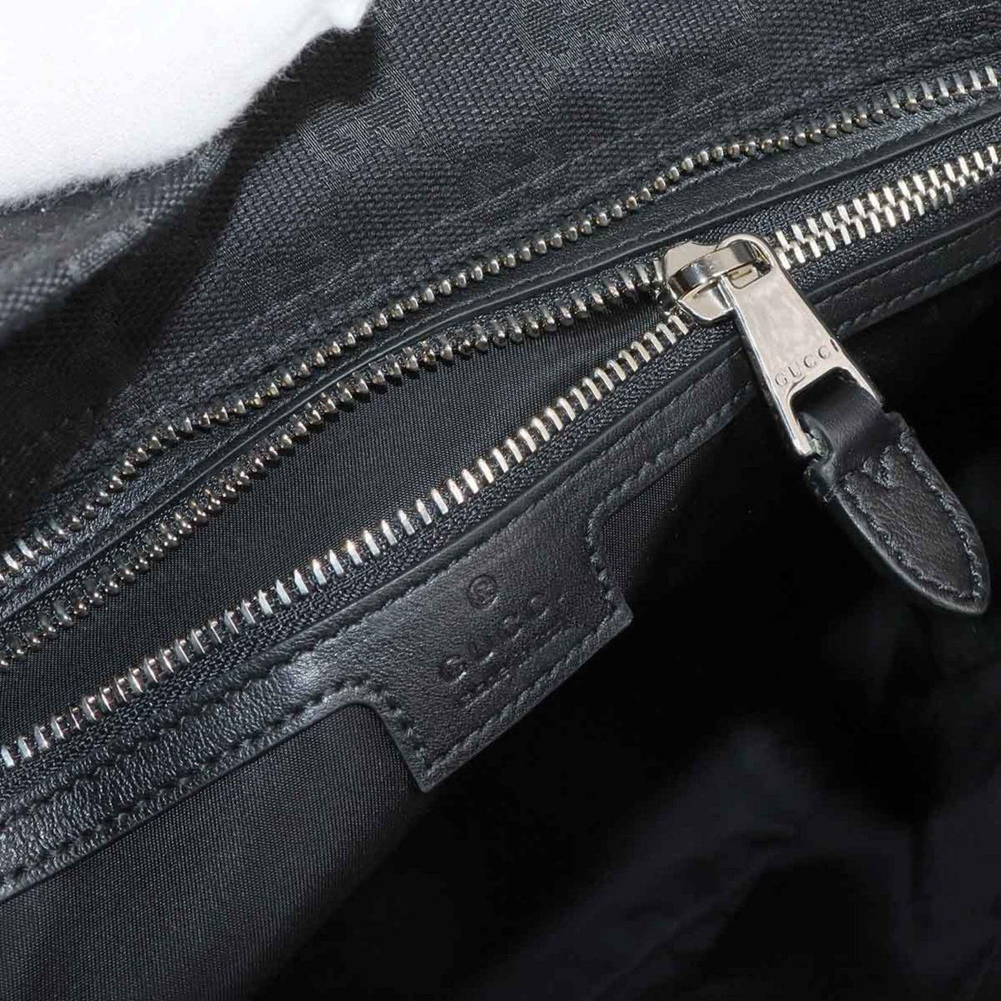 Gucci Black Gg Canvas Leather Tote Bag