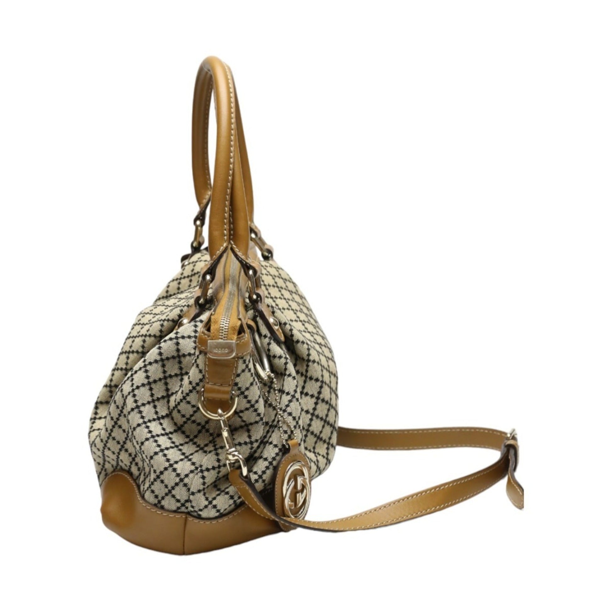 Gucci Beige Brown Canvas Shoulder Bag Tote Bag