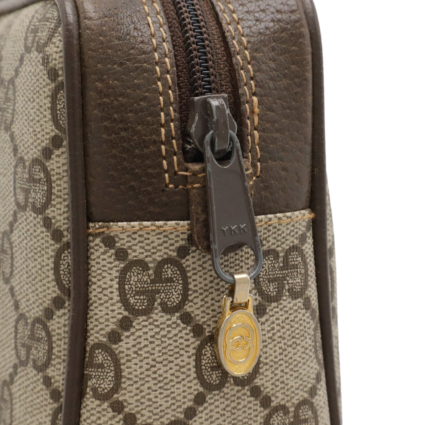 Gucci Beige Brown Green Red Color Coated Canvas Leather Clutch Bag