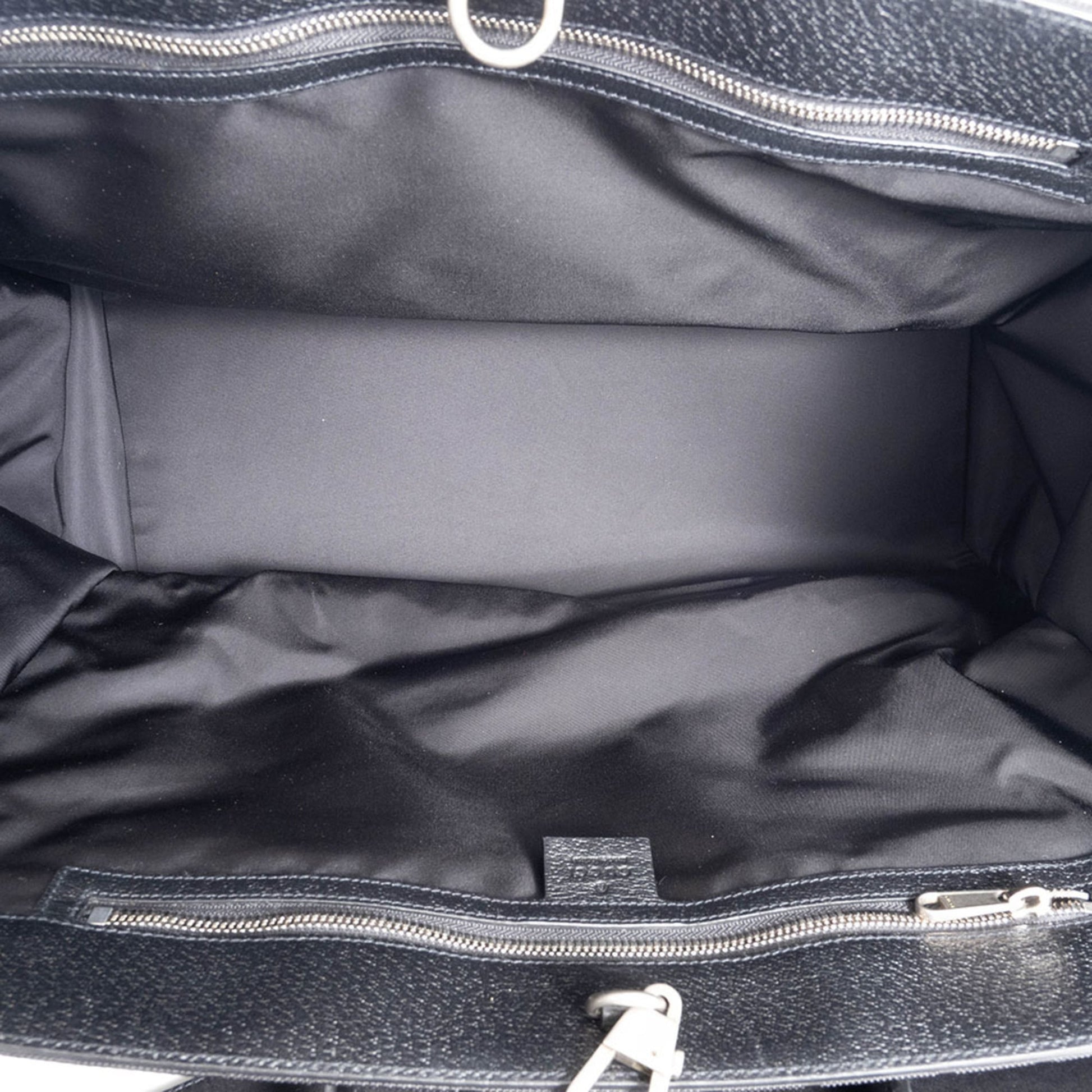 Gucci Black Nylon Leather Tote Bag
