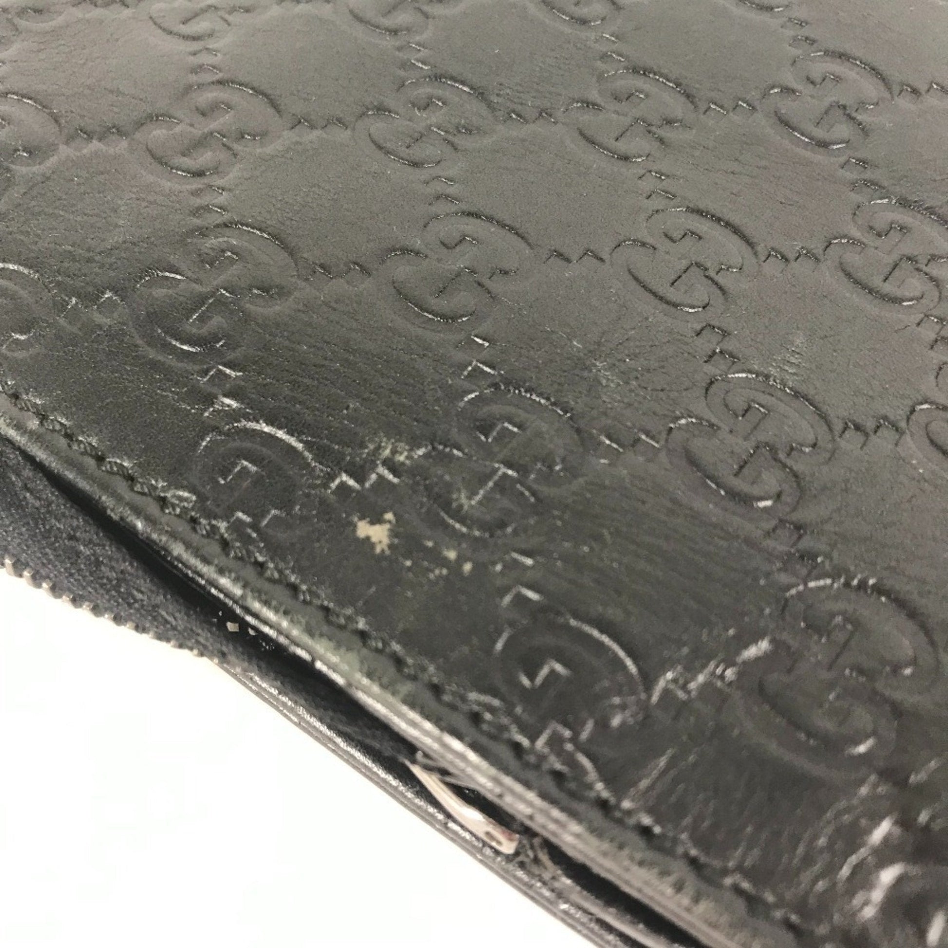 Gucci Black Gg Leather Briefcase Handbag Tote Bag