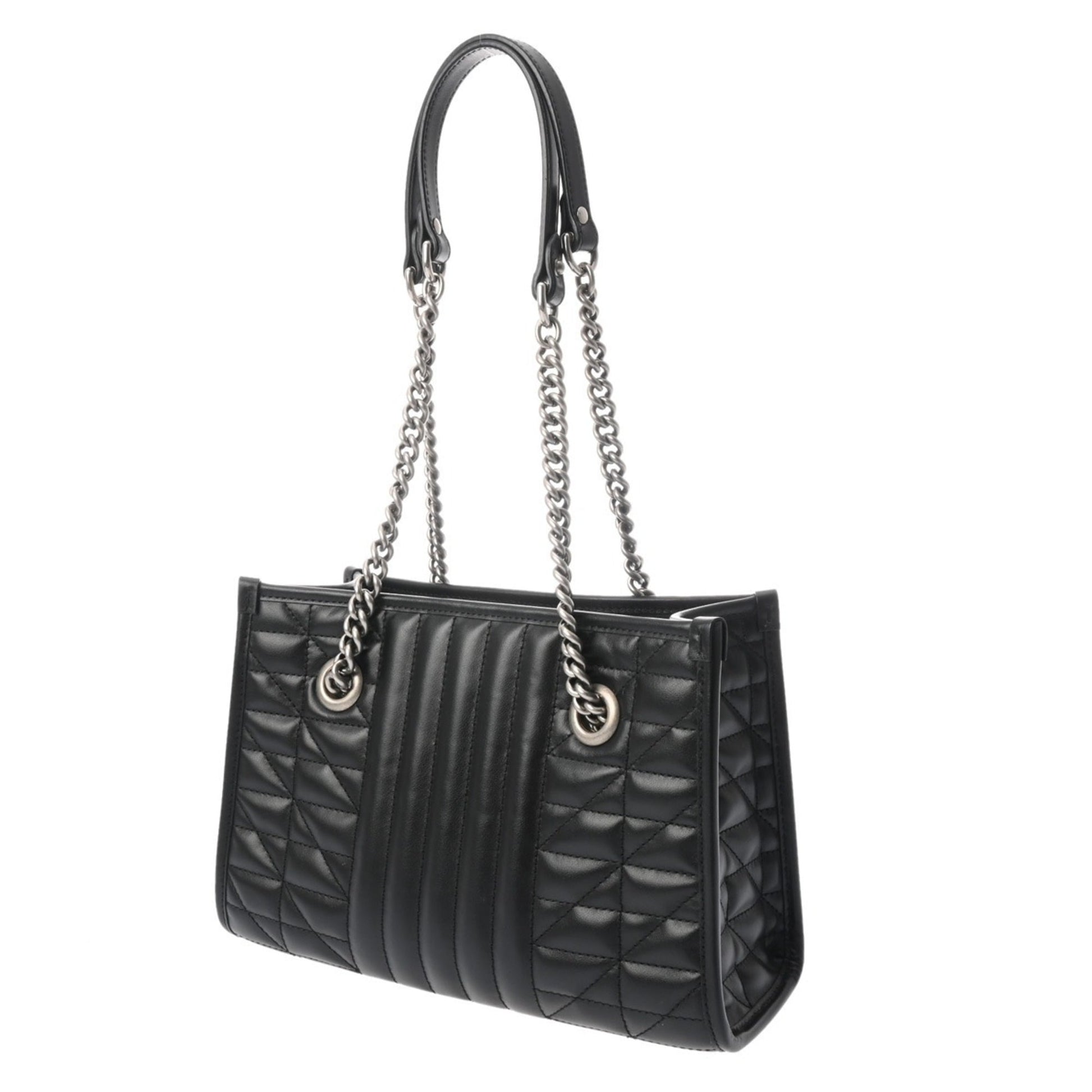 Gucci Black Silver Leather Tote Bag
