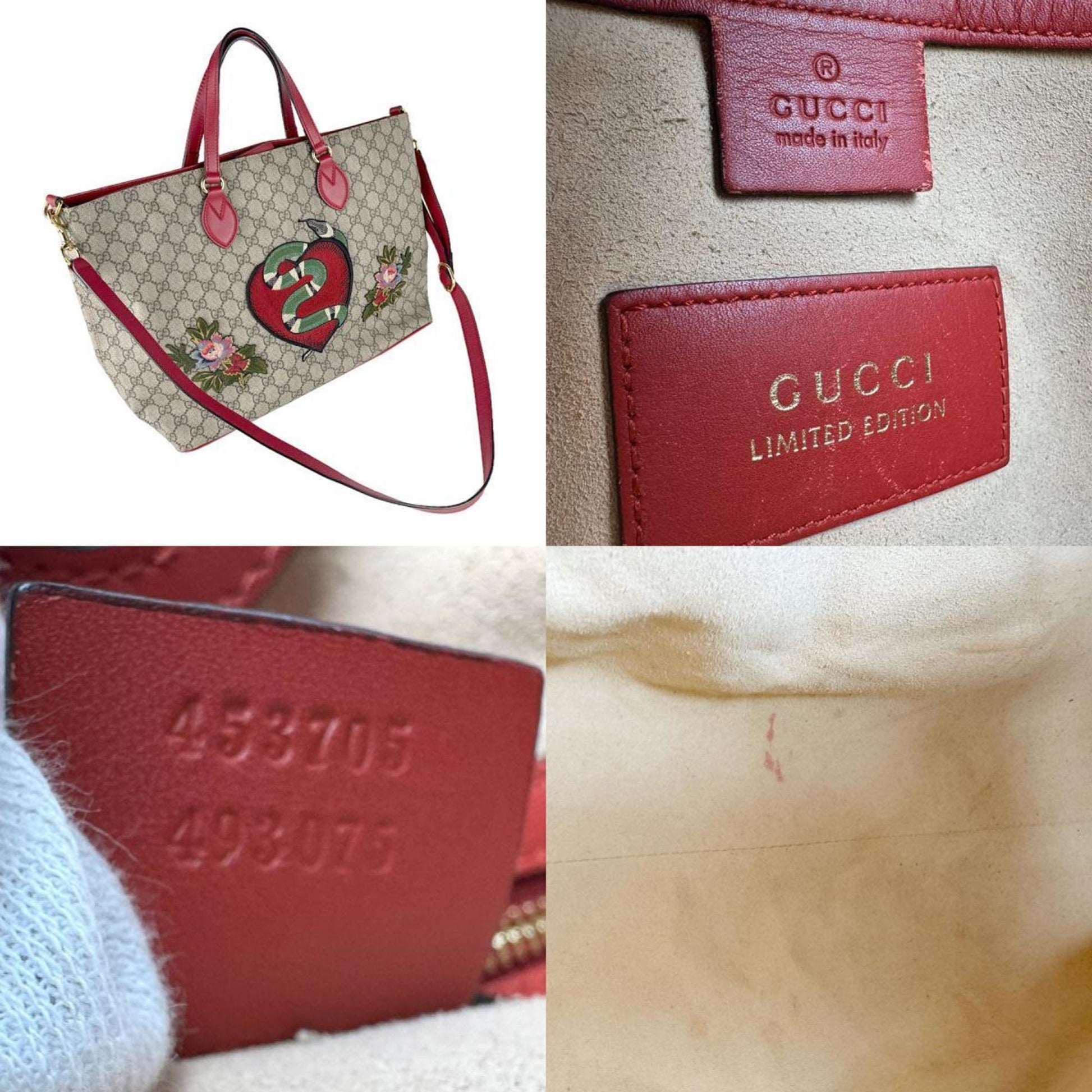Gucci Brown Red Color Gg Supreme Handbag Shoulder Bag