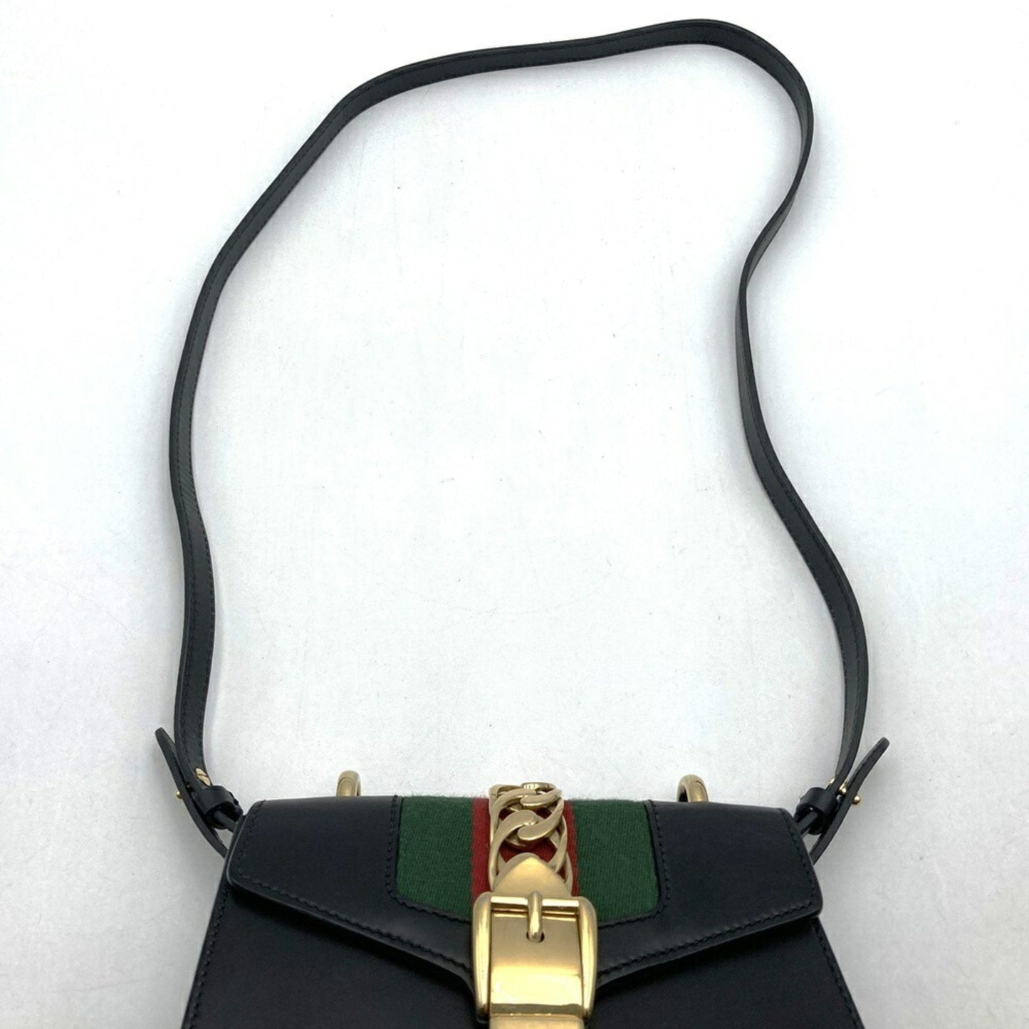 Gucci Sherry Line Black Leather Shoulder Bag