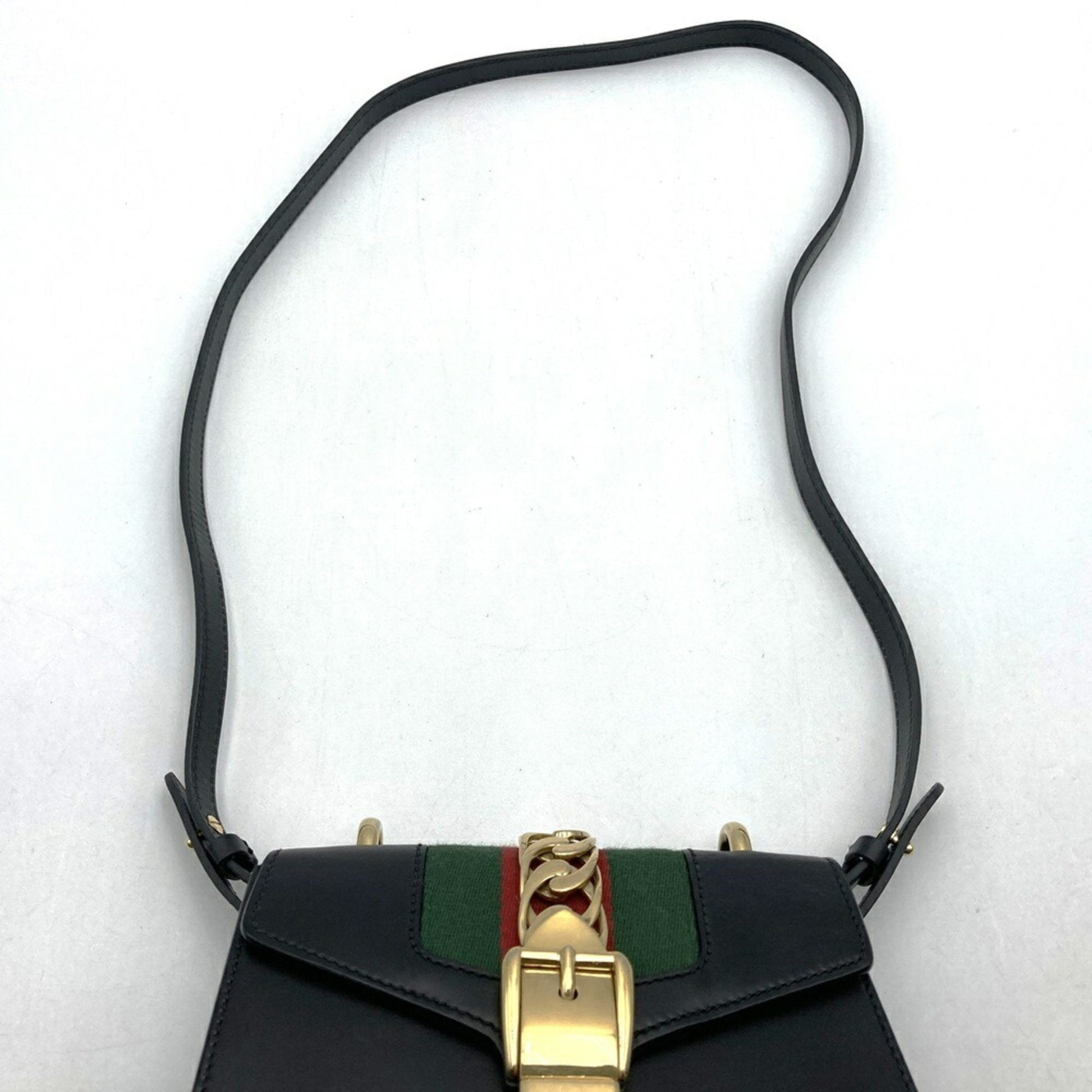 Gucci Sherry Line Black Leather Shoulder Bag