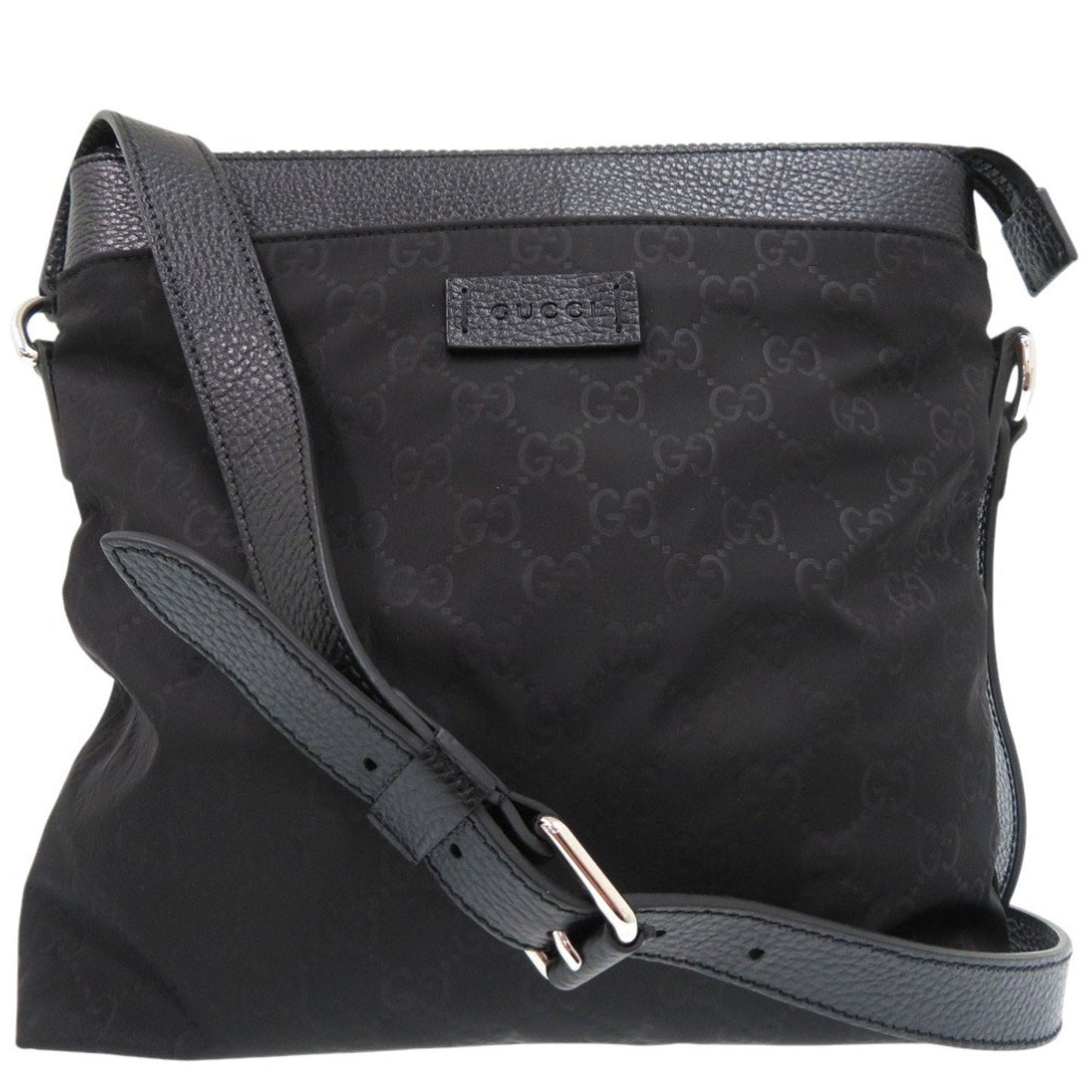 Gucci Black Leather Nylon Shoulder Bag