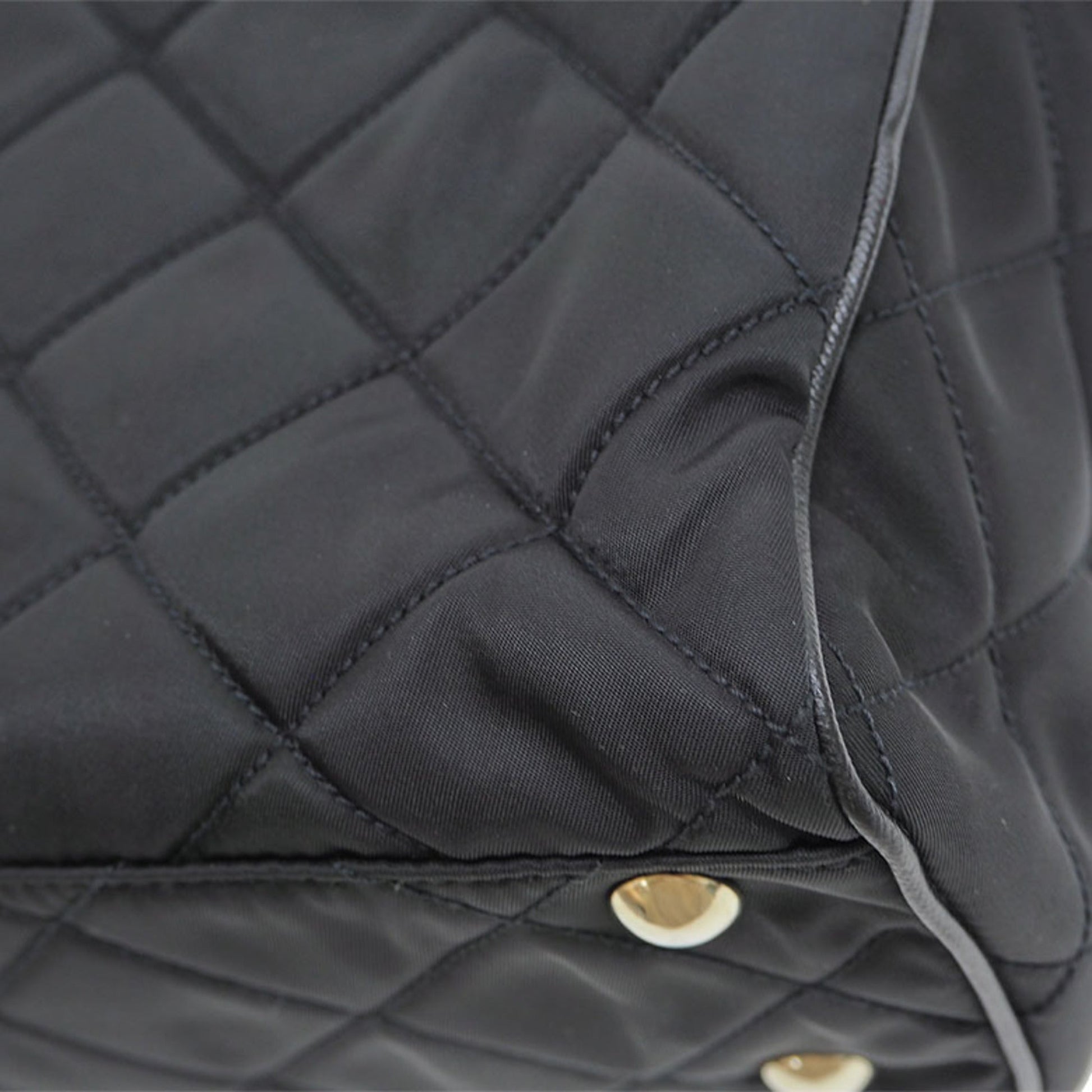 Prada Shoulder Bag Tote Quilted Black Chain