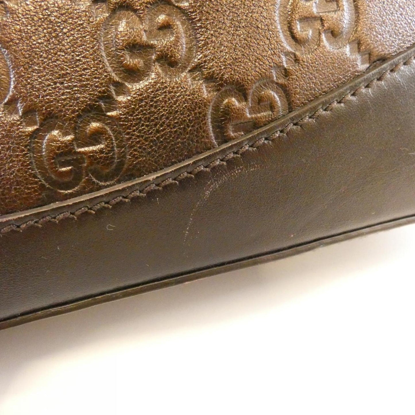 Gucci Bronze Brown Gg Leather Leather Shoulder Bag