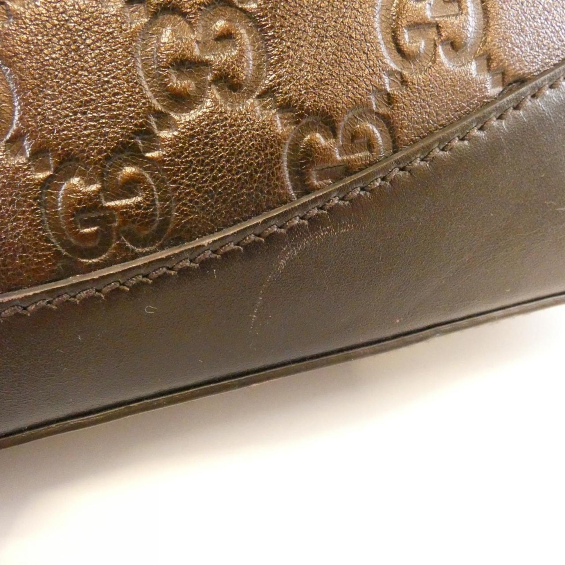 Gucci Bronze Brown Gg Leather Leather Shoulder Bag
