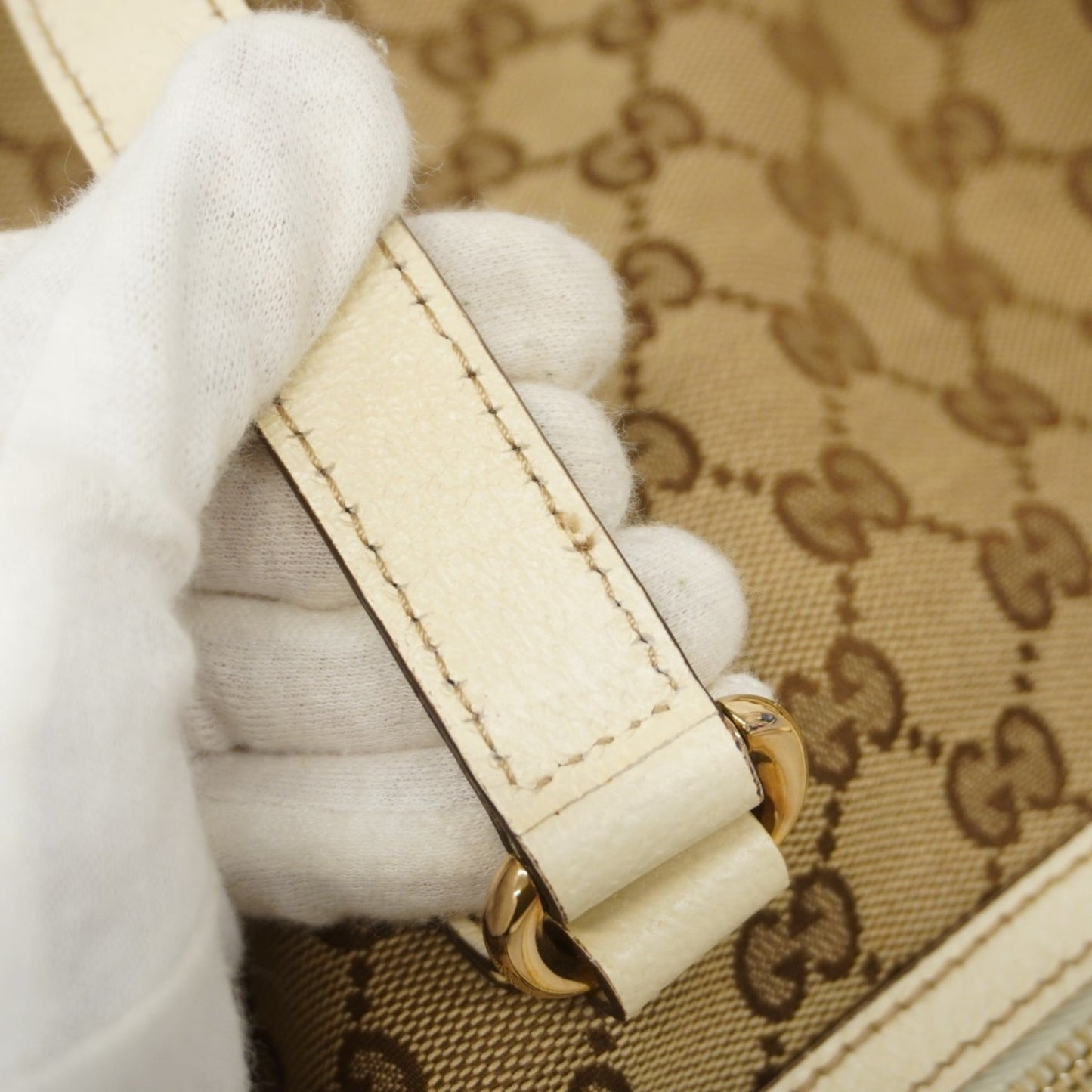 Gucci Beige Brown Canvas Handbag