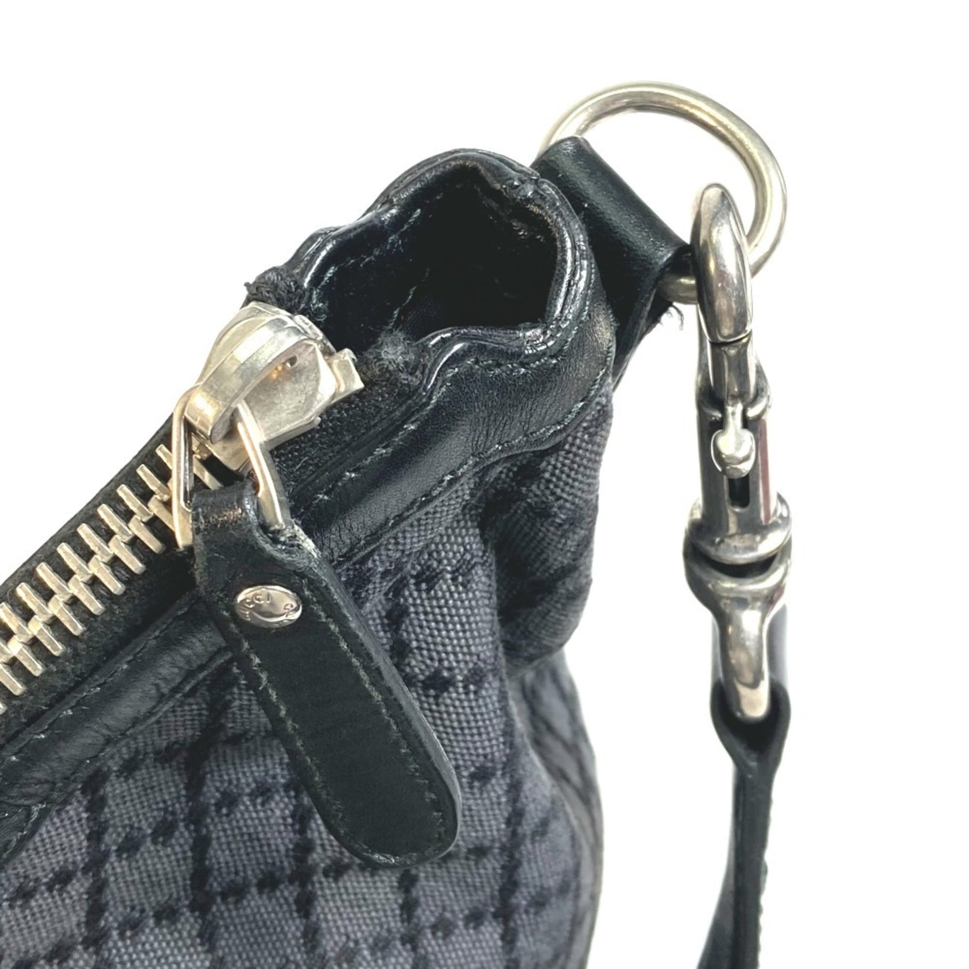 Gucci Diamante Black Gray Canvas Shoulder Bag
