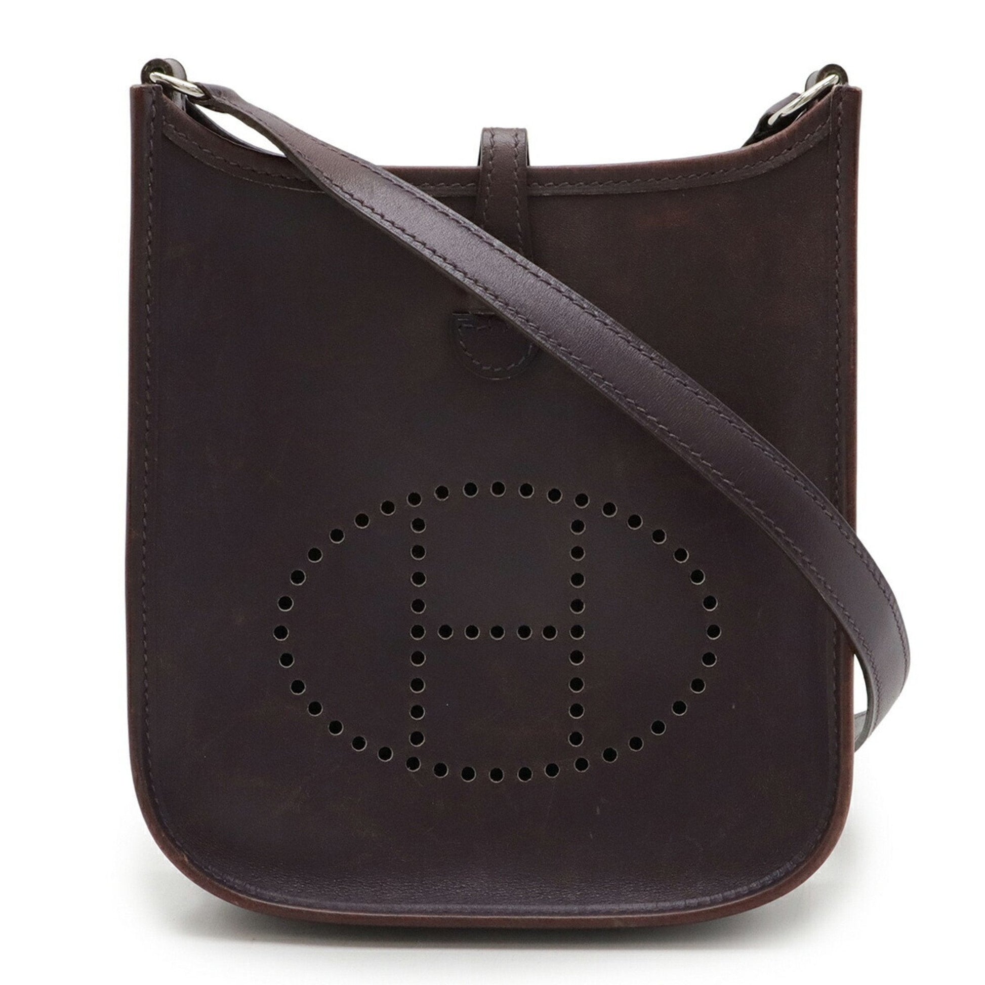 Hermes Raisin Box Calf Pochette Shoulder Bag Leather Calf Leather
