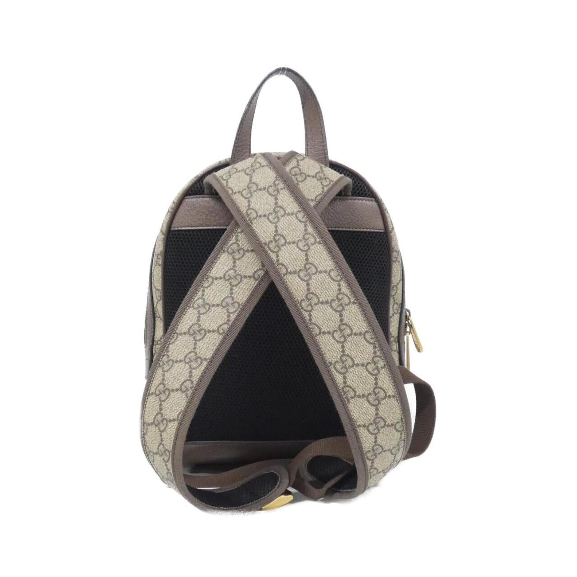 Gucci Beige Brown Gg Supreme Leather Backpack