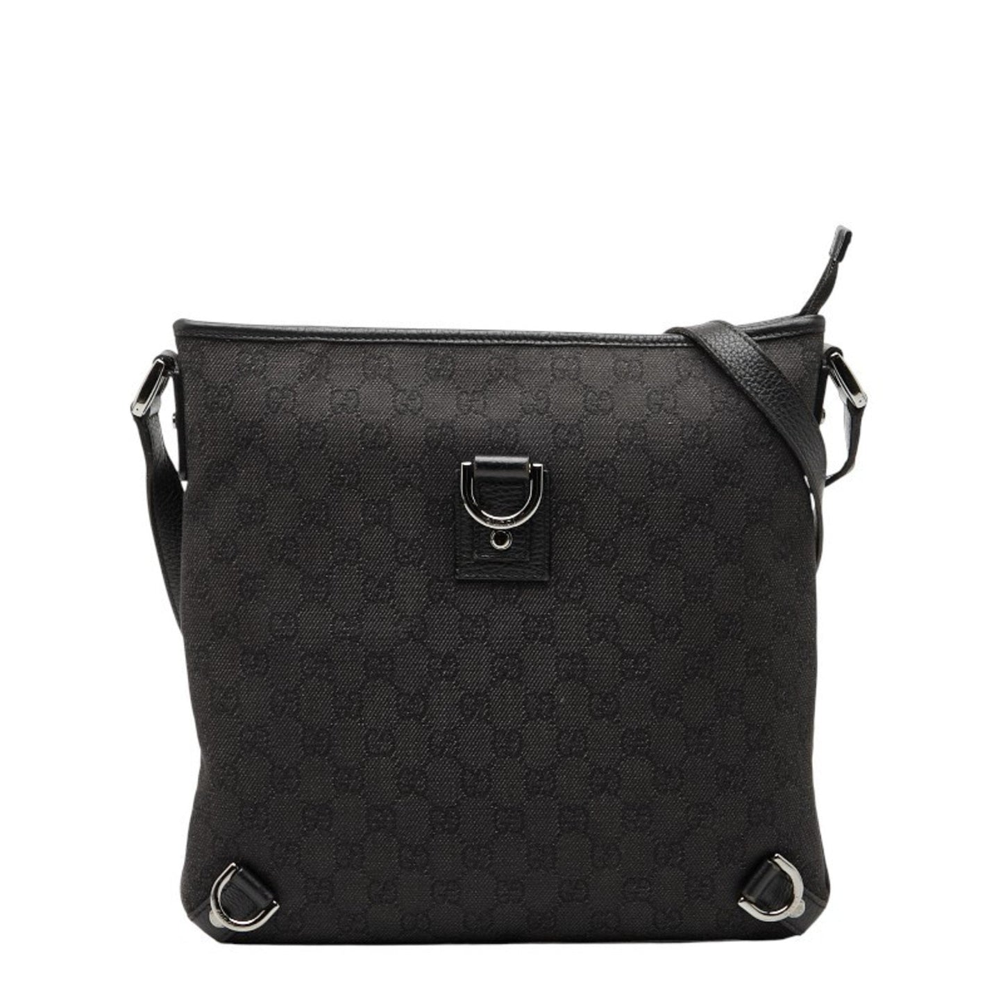 Gucci Black Canvas Leather Shoulder Bag