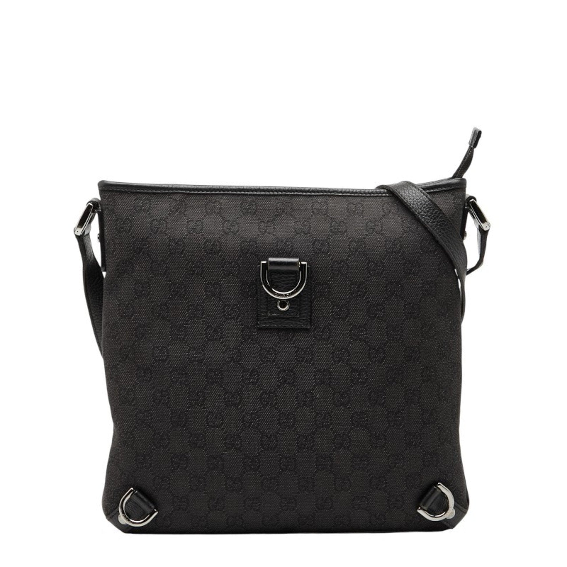 Gucci Black Canvas Leather Shoulder Bag