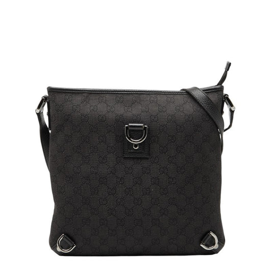 Gucci Black Canvas Leather Shoulder Bag