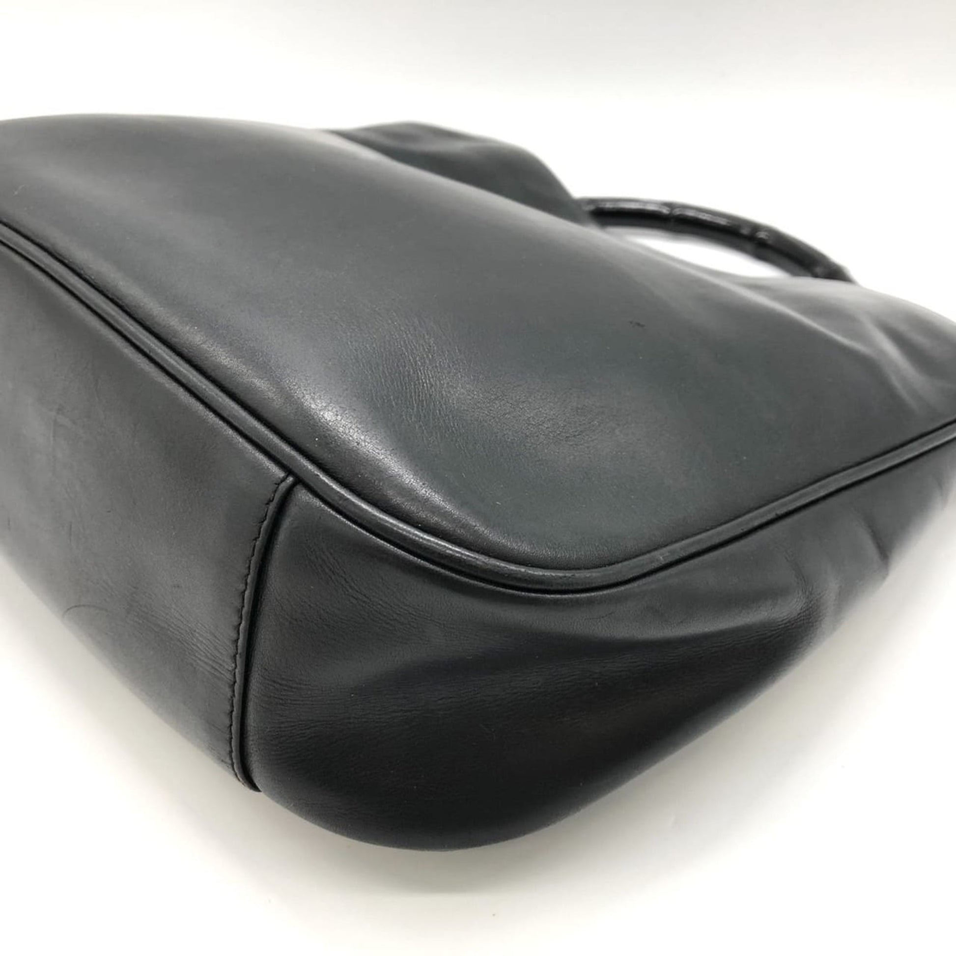 Gucci Black Bamboo Leather Handbag Shoulder Bag