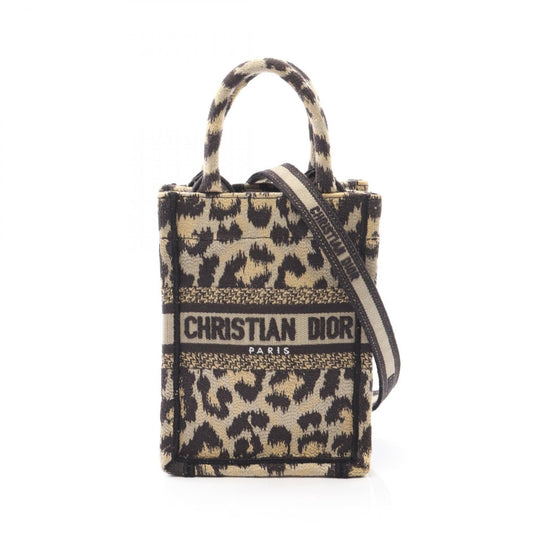 Dior Handbag Christian Tote Bag Canvas Black Beige