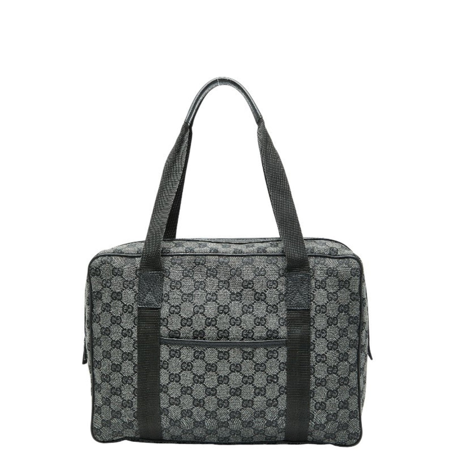 Gucci Black Gray Canvas Leather Handbag