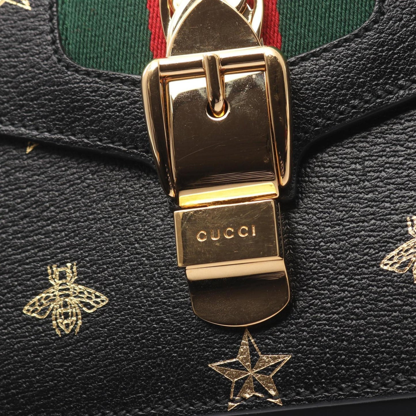 Gucci Black Gold Leather Shoulder Bag