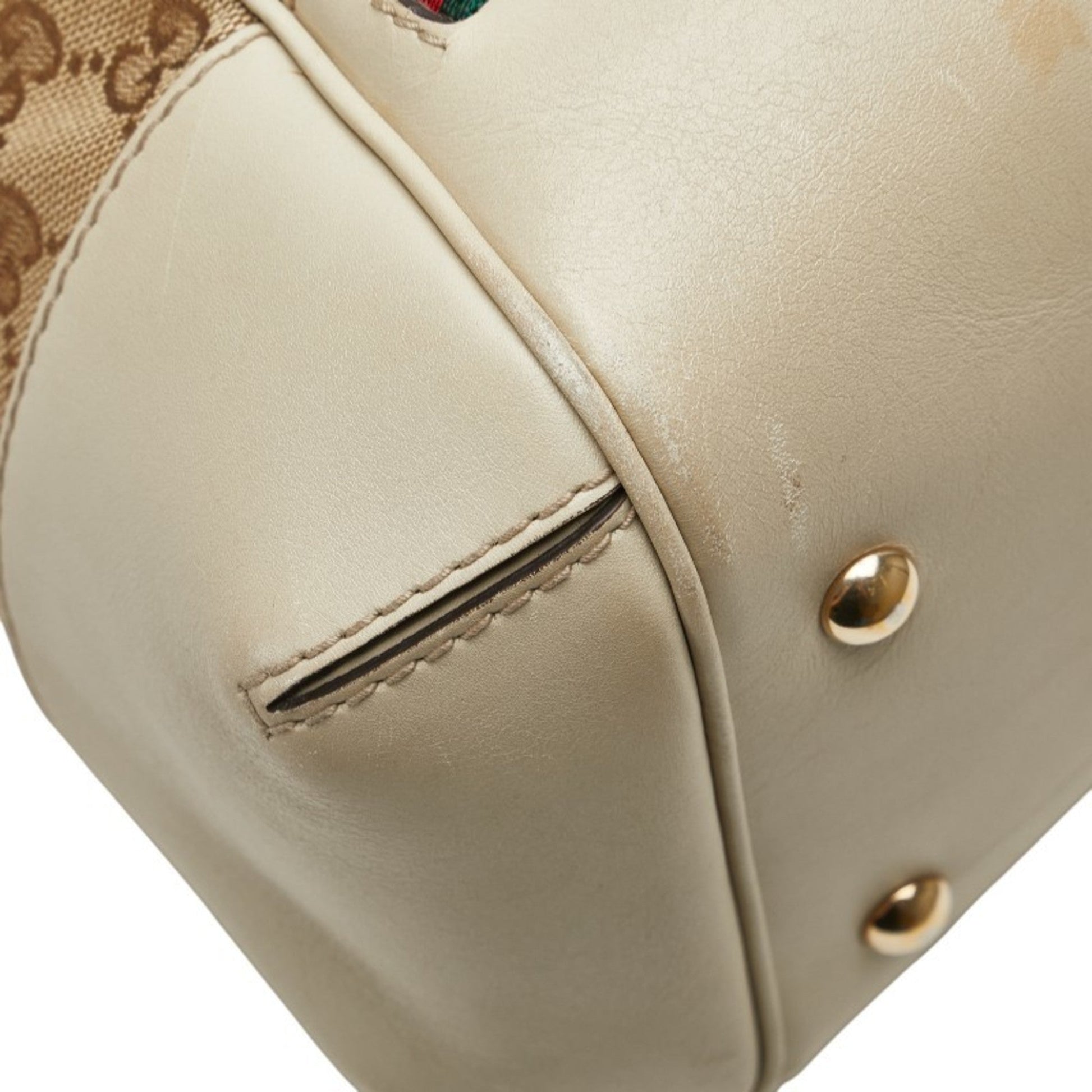 Gucci Gg Canvas Beige Gg Canvas Leather Shoulder Bag Tote Bag