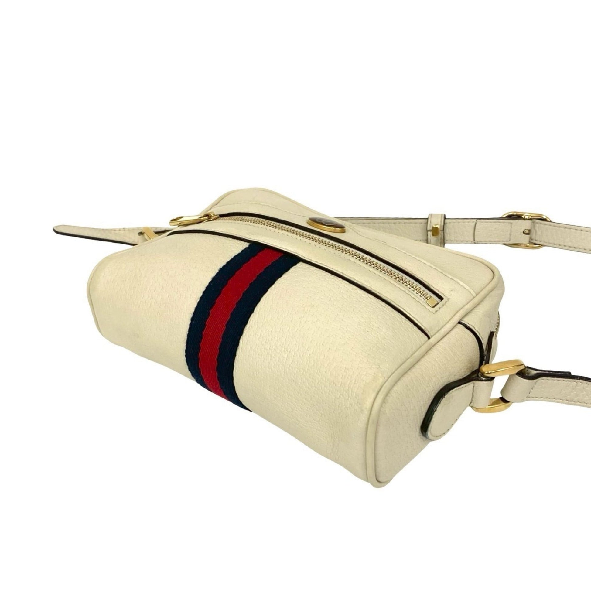 Gucci Navy Red Color White Leather Pochette Shoulder Bag