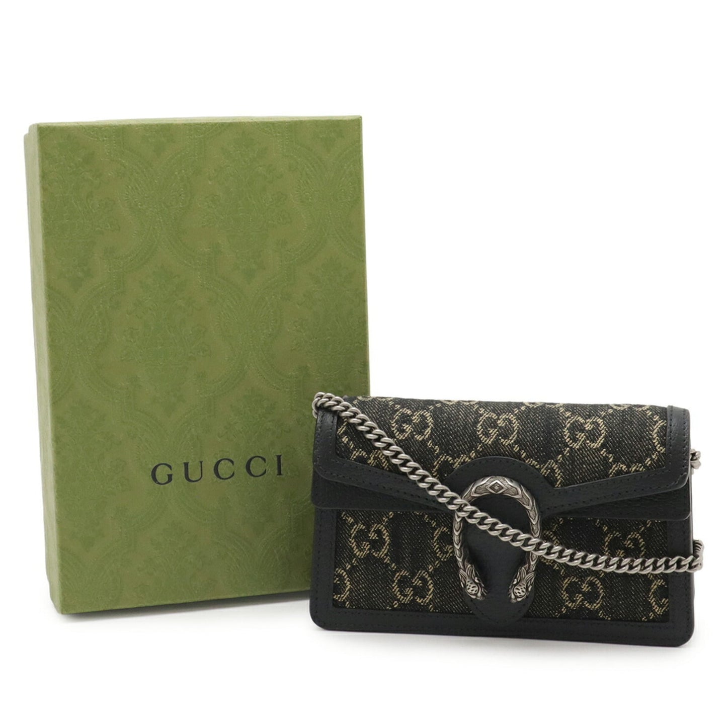 Gucci Black Denim Leather Shoulder Bag