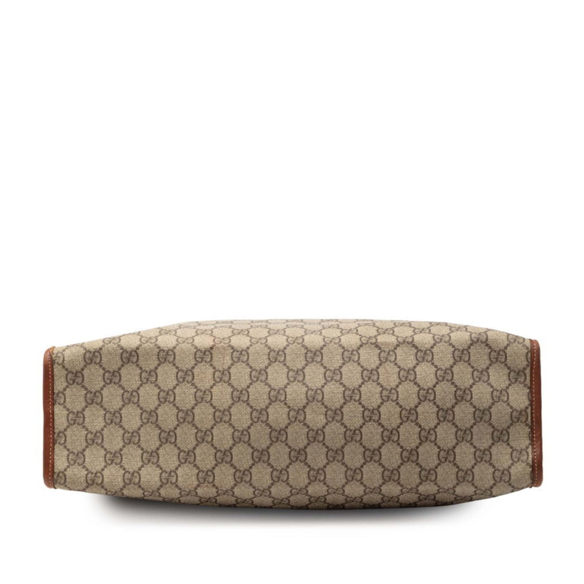 Gucci Beige Brown Gg Supreme Pvc Leather Tote Bag