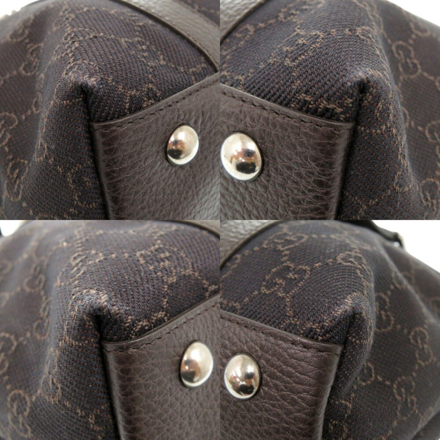Gucci Dark Brown Canvas Leather Tote Bag