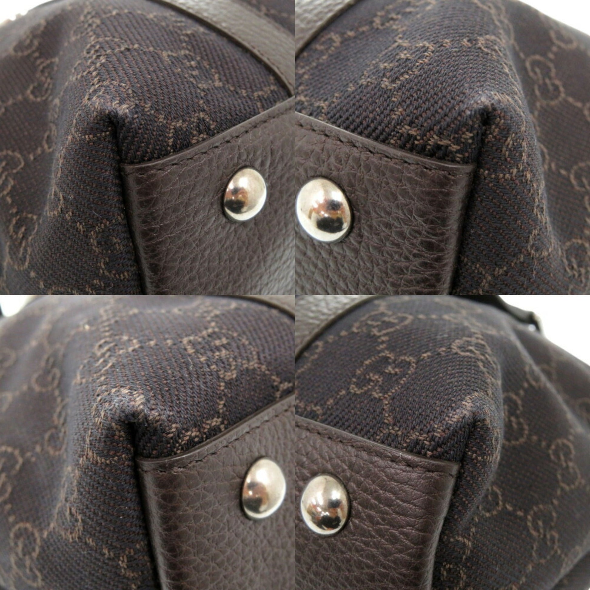 Gucci Dark Brown Canvas Leather Tote Bag