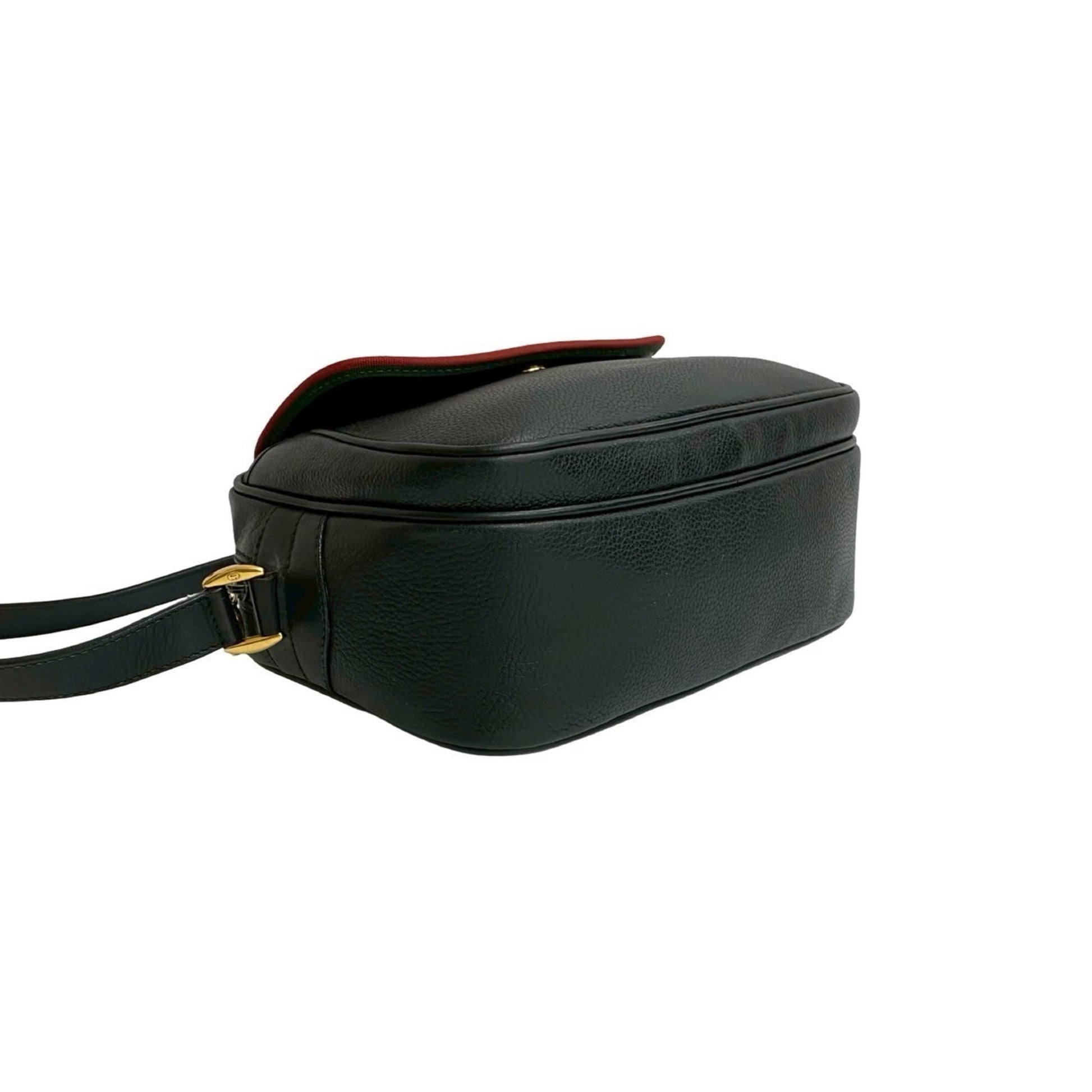 Gucci Black Green Red Color Leather Pochette Shoulder Bag