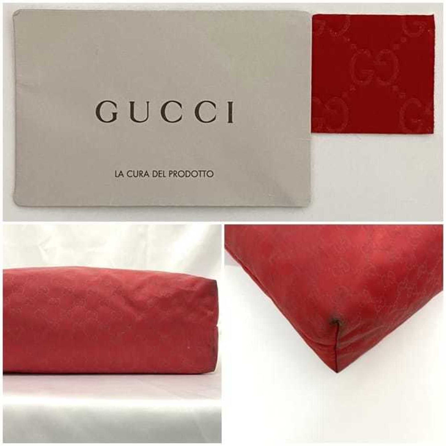 Gucci Red Color Nylon Leather Tote Bag