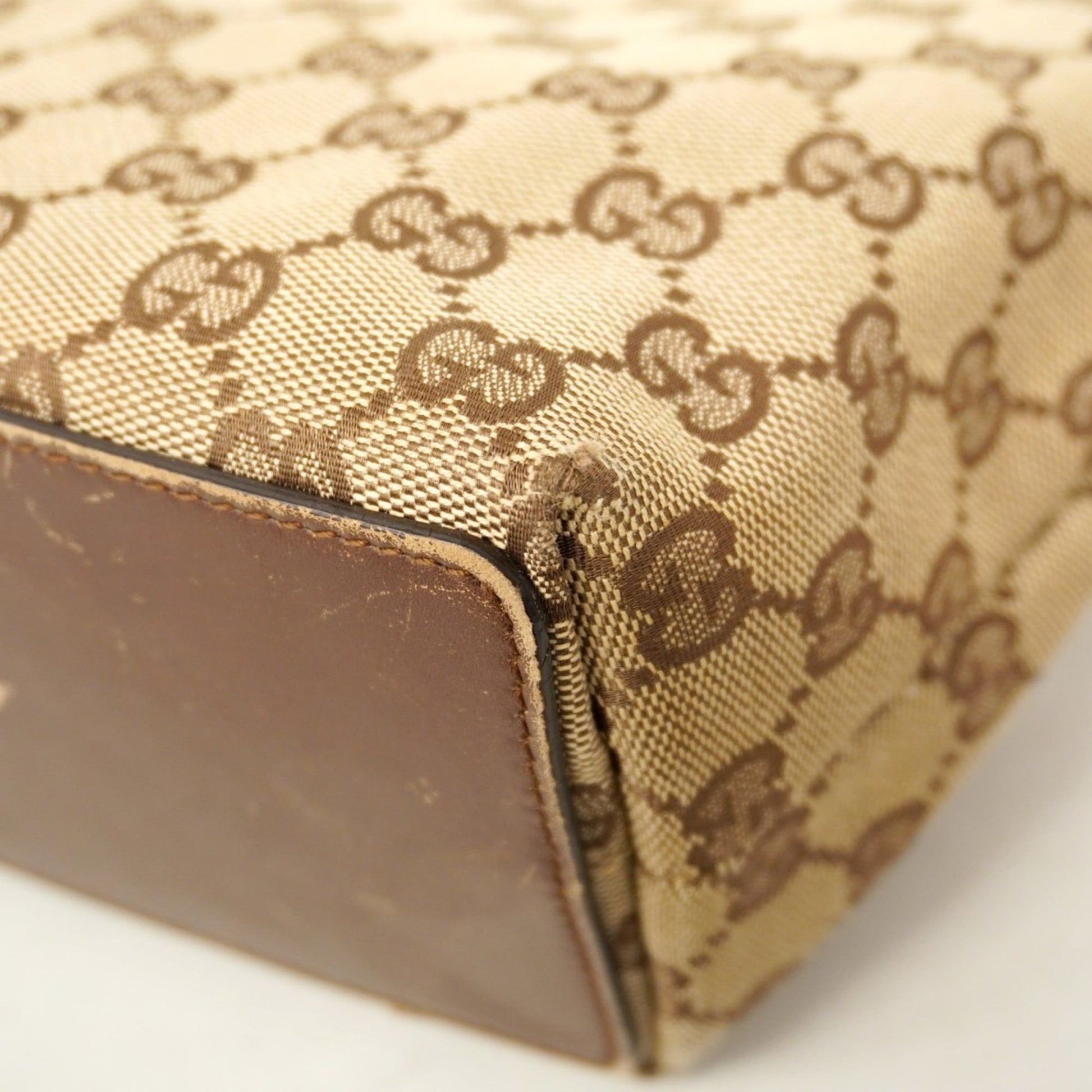 Gucci Beige Brown Canvas Tote Bag
