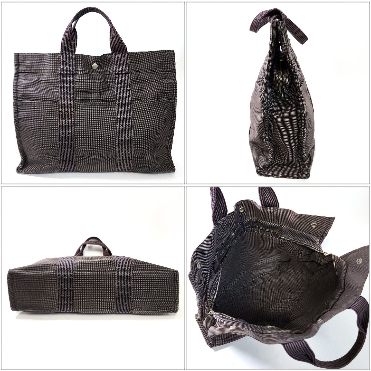 Hermes Handbag Tote Bag Canvas Gray Tote Bag 5