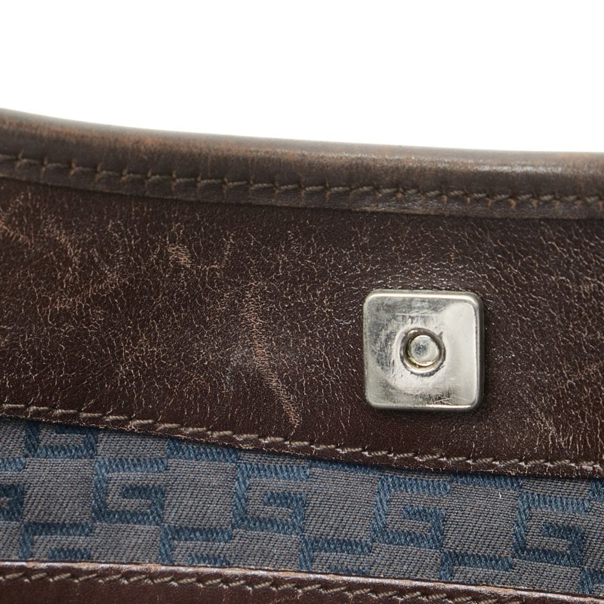Gucci Beige Brown Canvas Leather Handbag