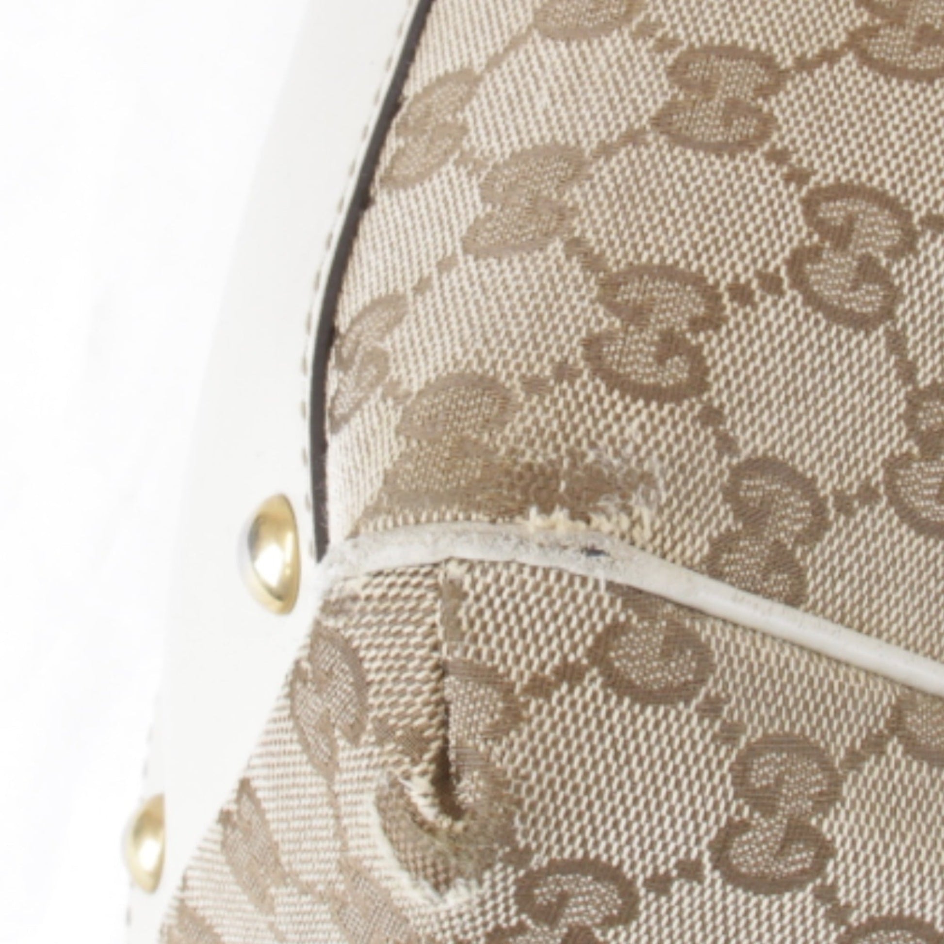 Gucci Gg Canvas Beige Gg Canvas Leather Handbag