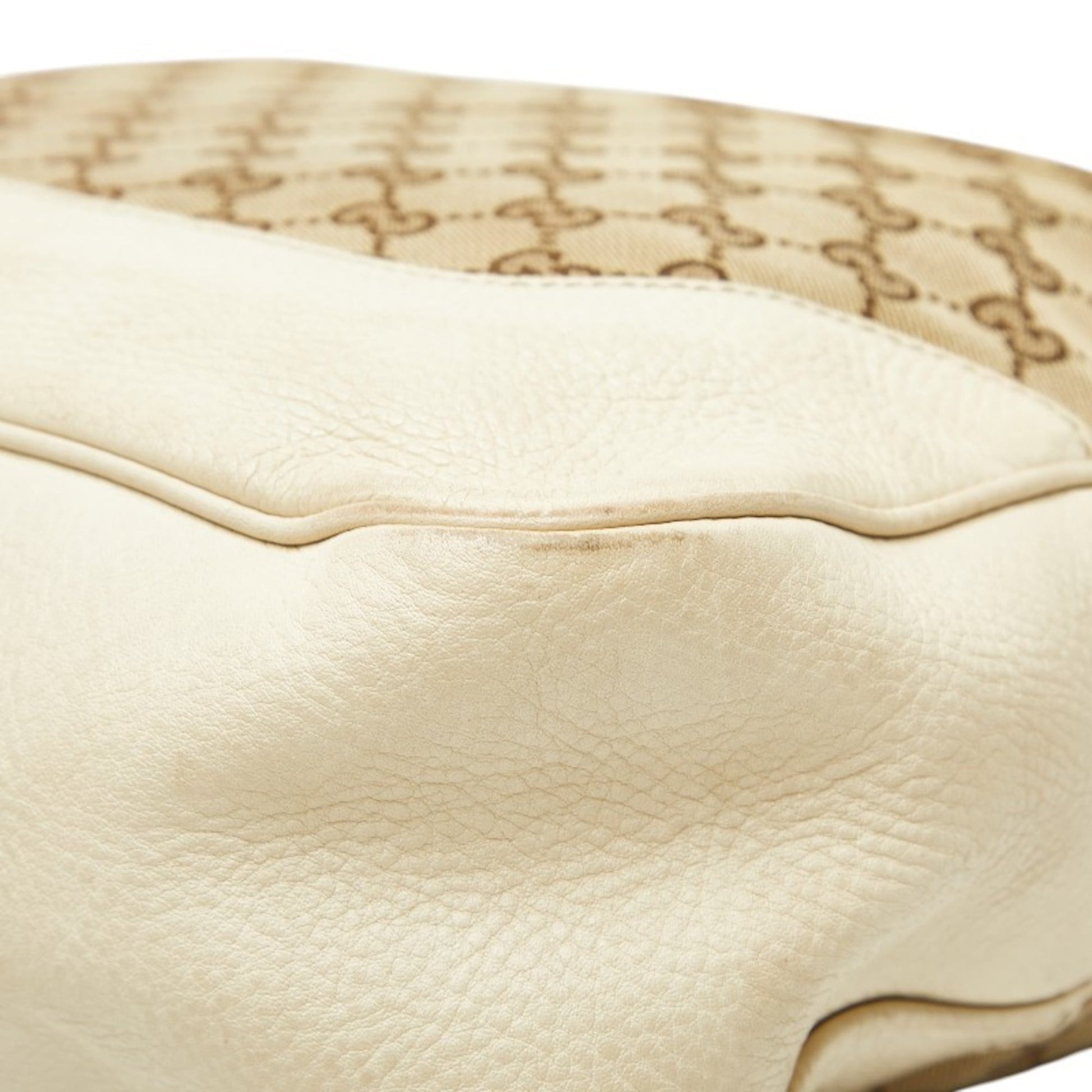Gucci Brown Ivory Canvas Leather Handbag Shoulder Bag