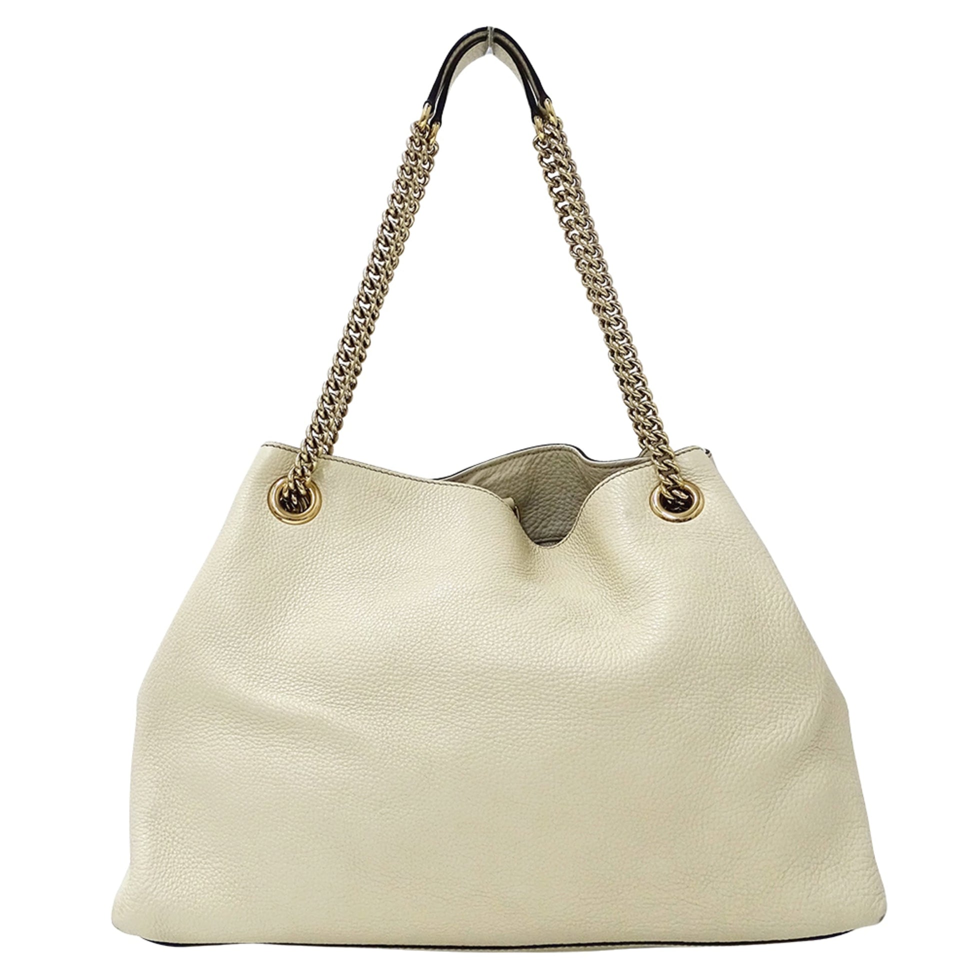 Gucci White Leather Tote Bag