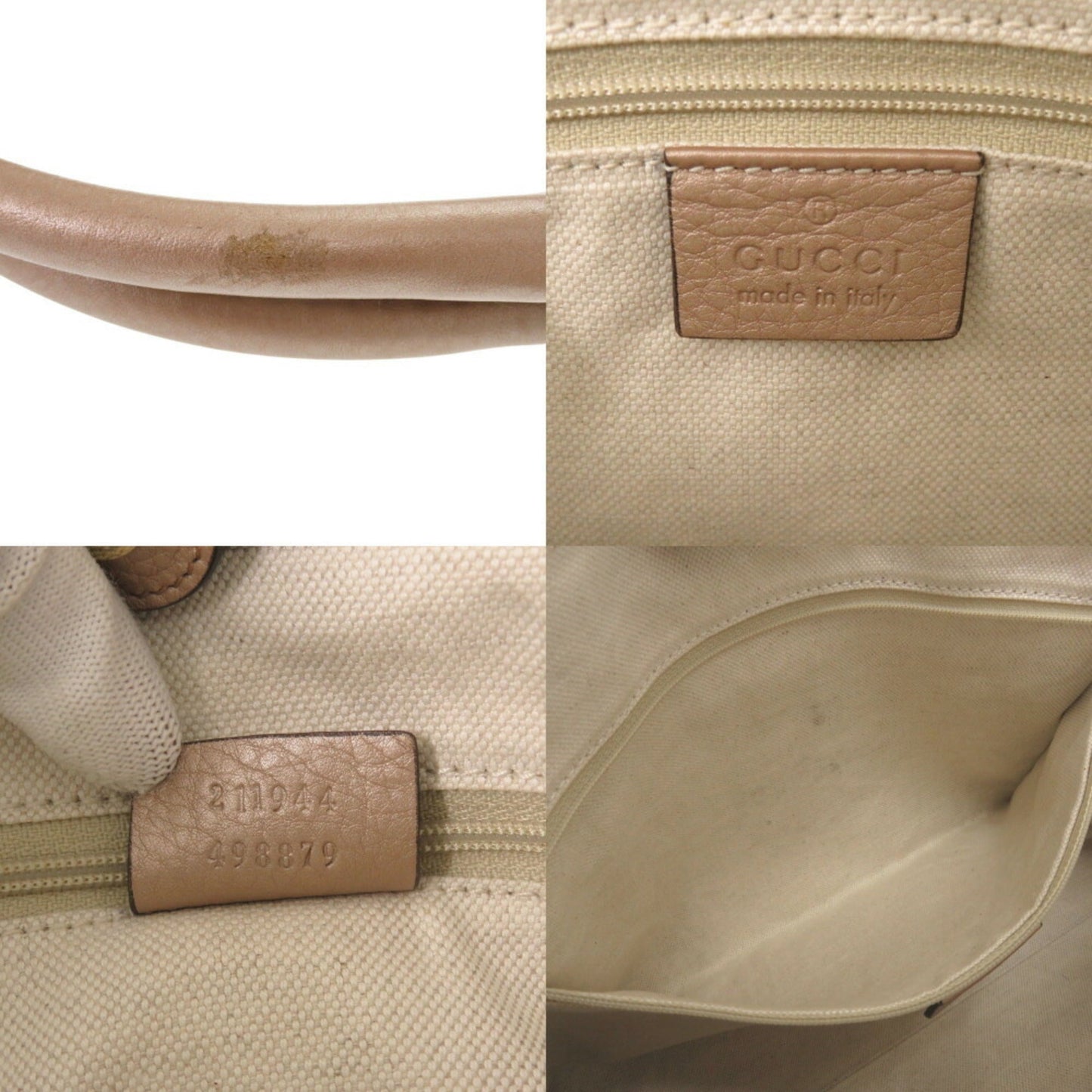 Gucci Beige Leather Handbag Tote Bag