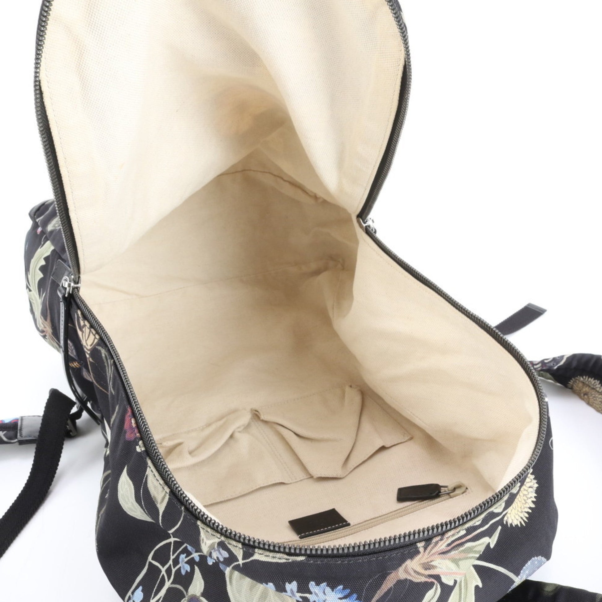 Gucci Black Leather Canvas Backpack Shoulder Bag