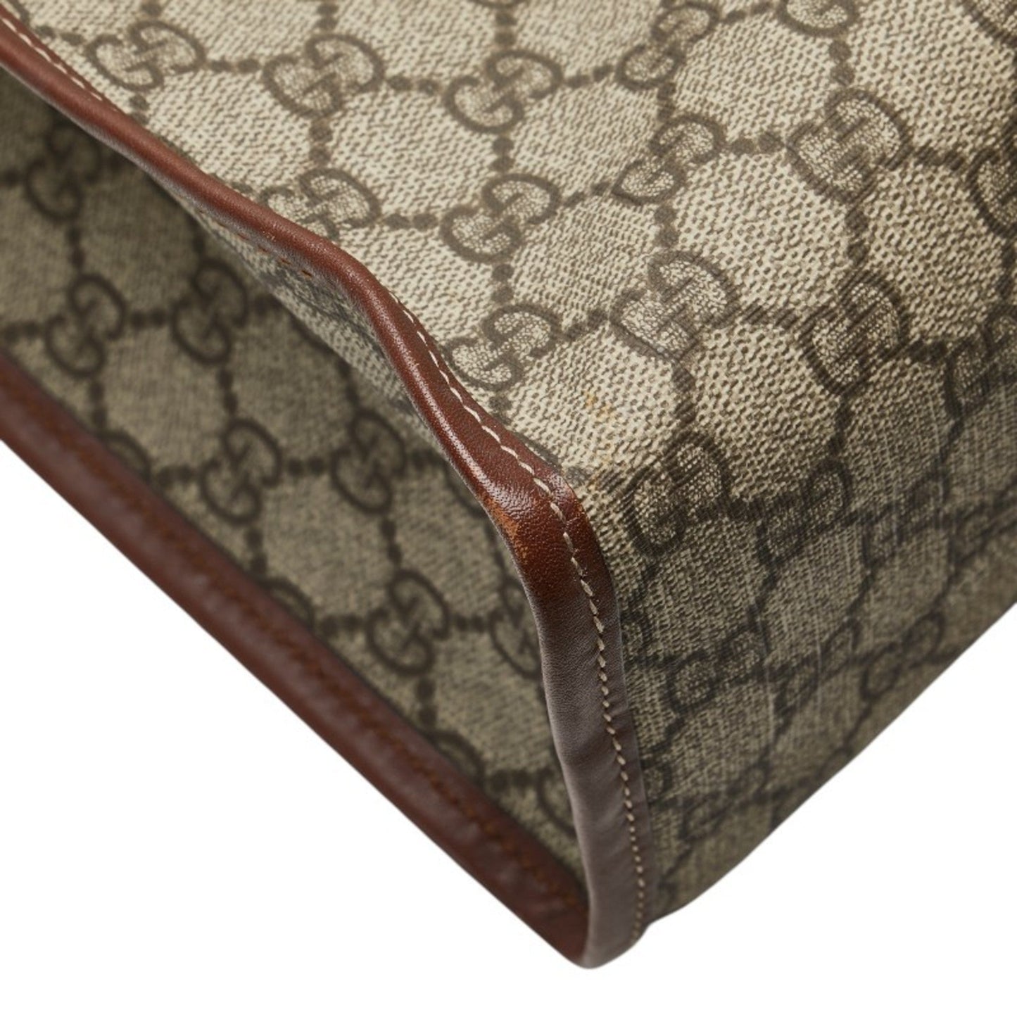 Gucci Sherry Line Beige Brown Pvc Leather Tote Bag